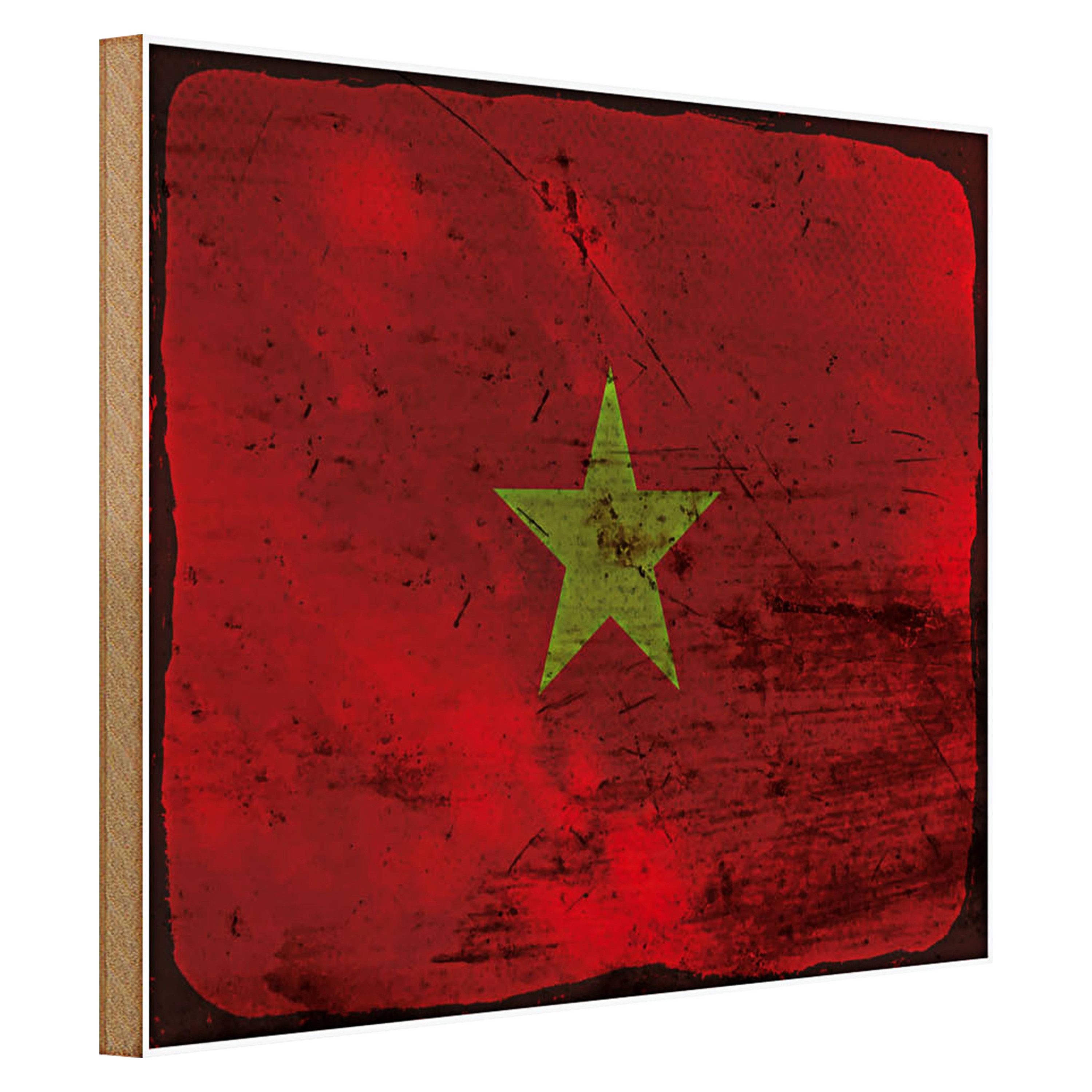 Roomando Holzbild Flagge Vietnam 40x30cm Flag of Vietnam Rost