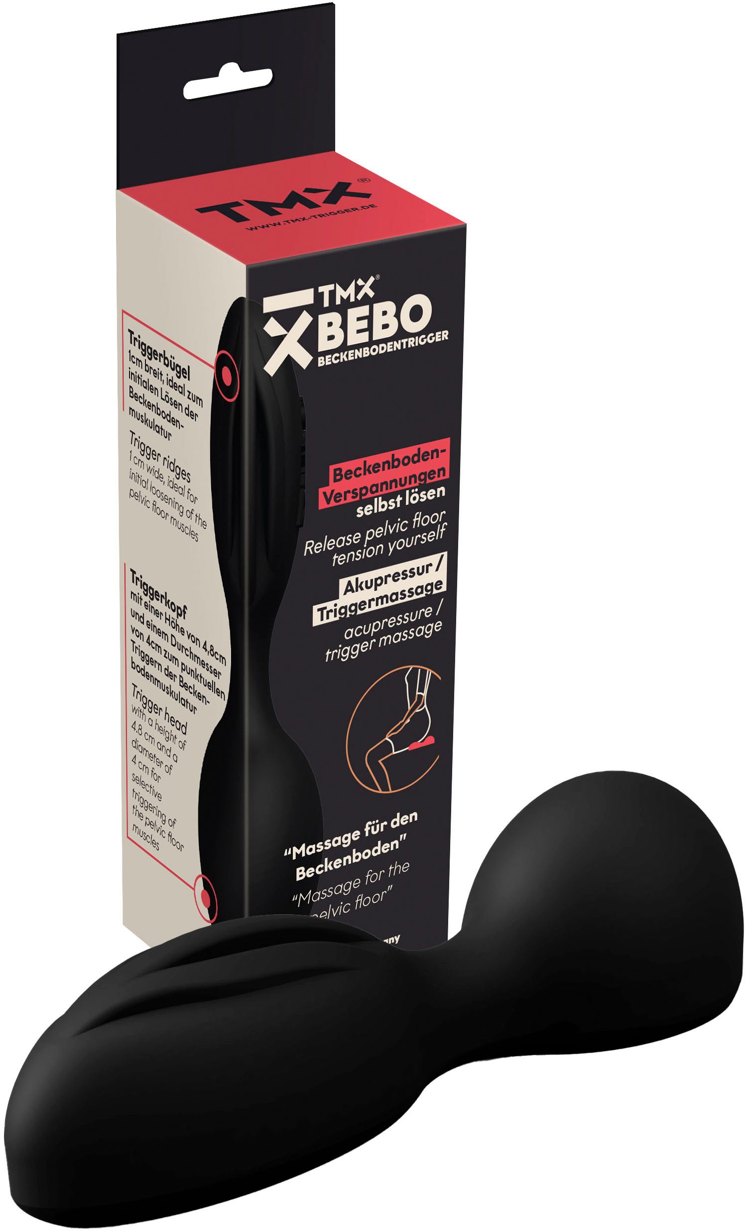 TMX Massagegerät BEBO Beckenbodentrigger gezielte Anwendung für Damen und Herren, 2 Triggervarianten mit 4 Anwendungen für den hinteren & vorderen Damm