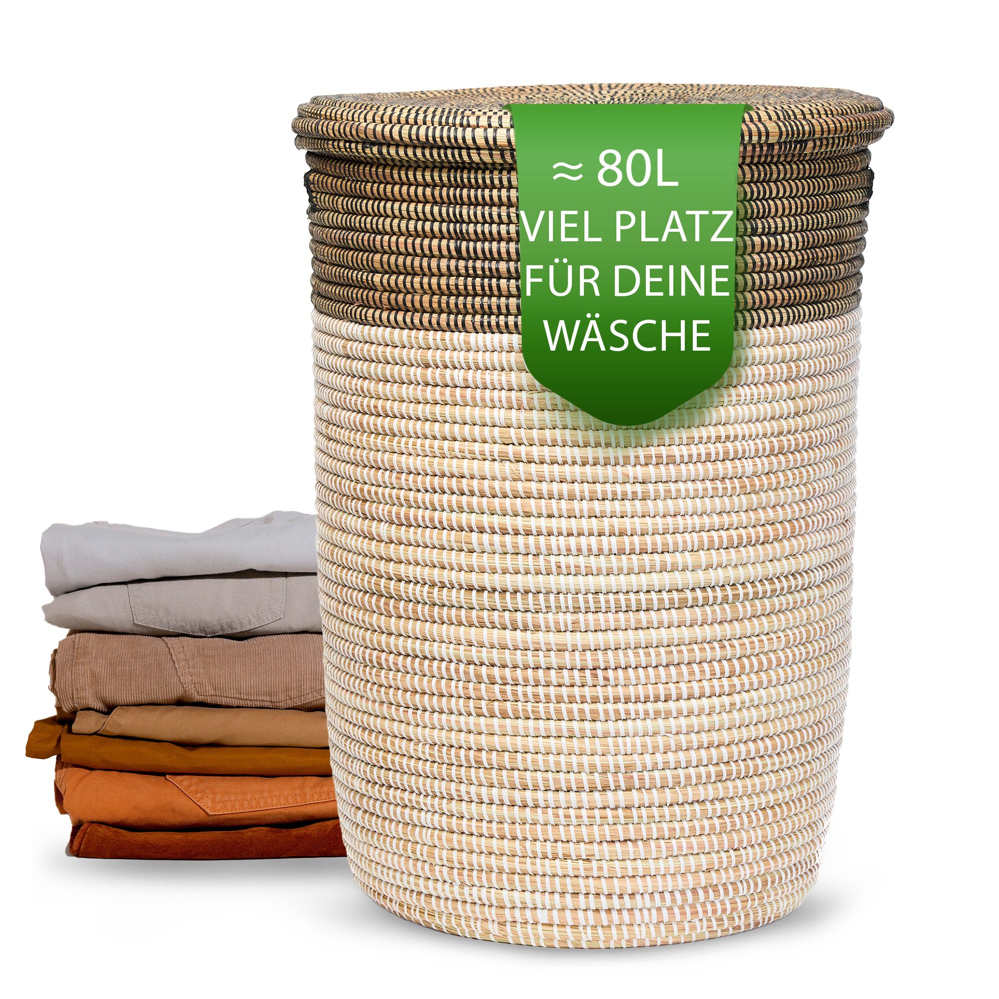 YAADU Wäschekorb mit flachem Deckel 80L günstig online kaufen