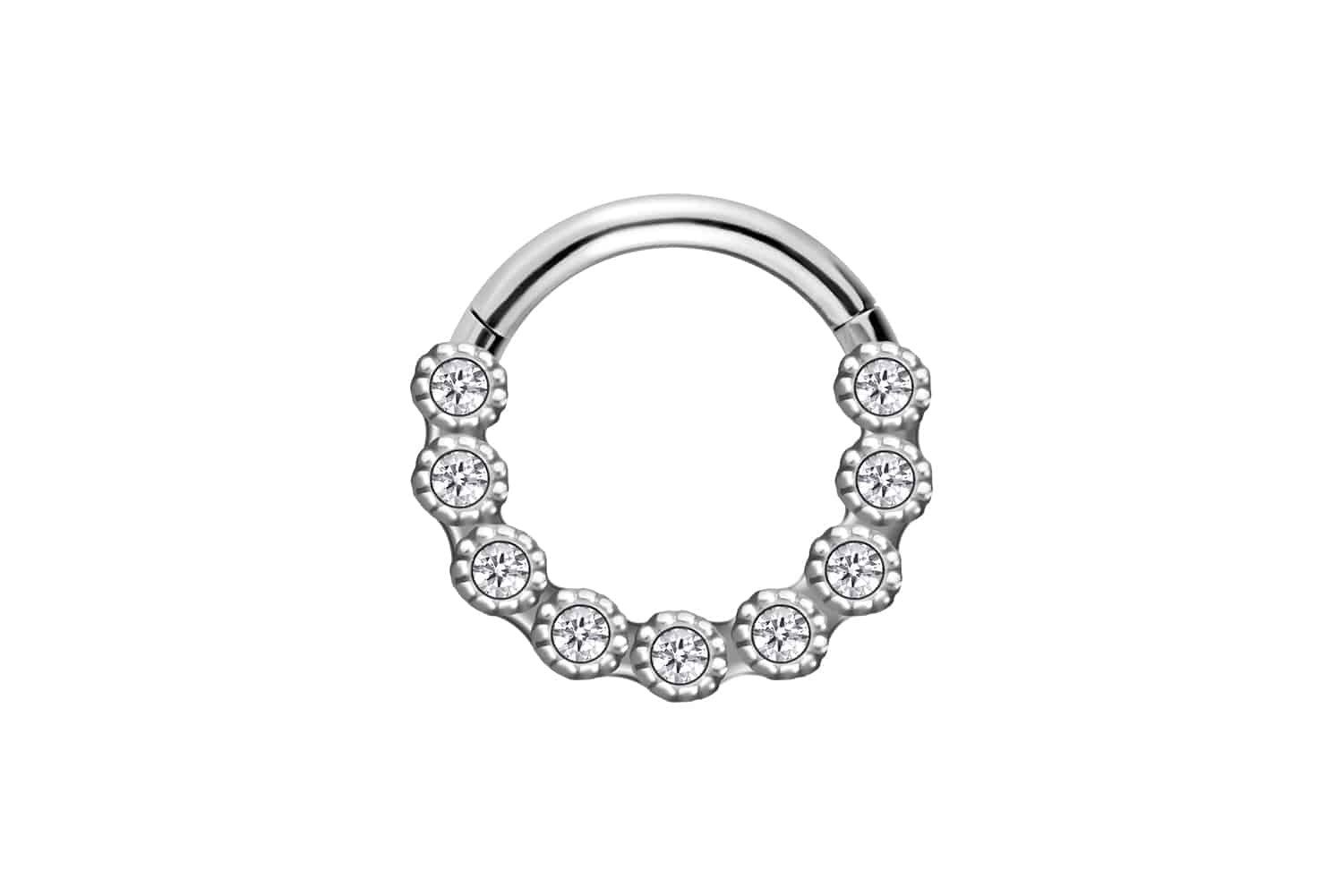 Nasenpiercing Chirurgenstahl Segmentring Clicker 9 KRISTALLE Ohrpiercing Septum Nase
