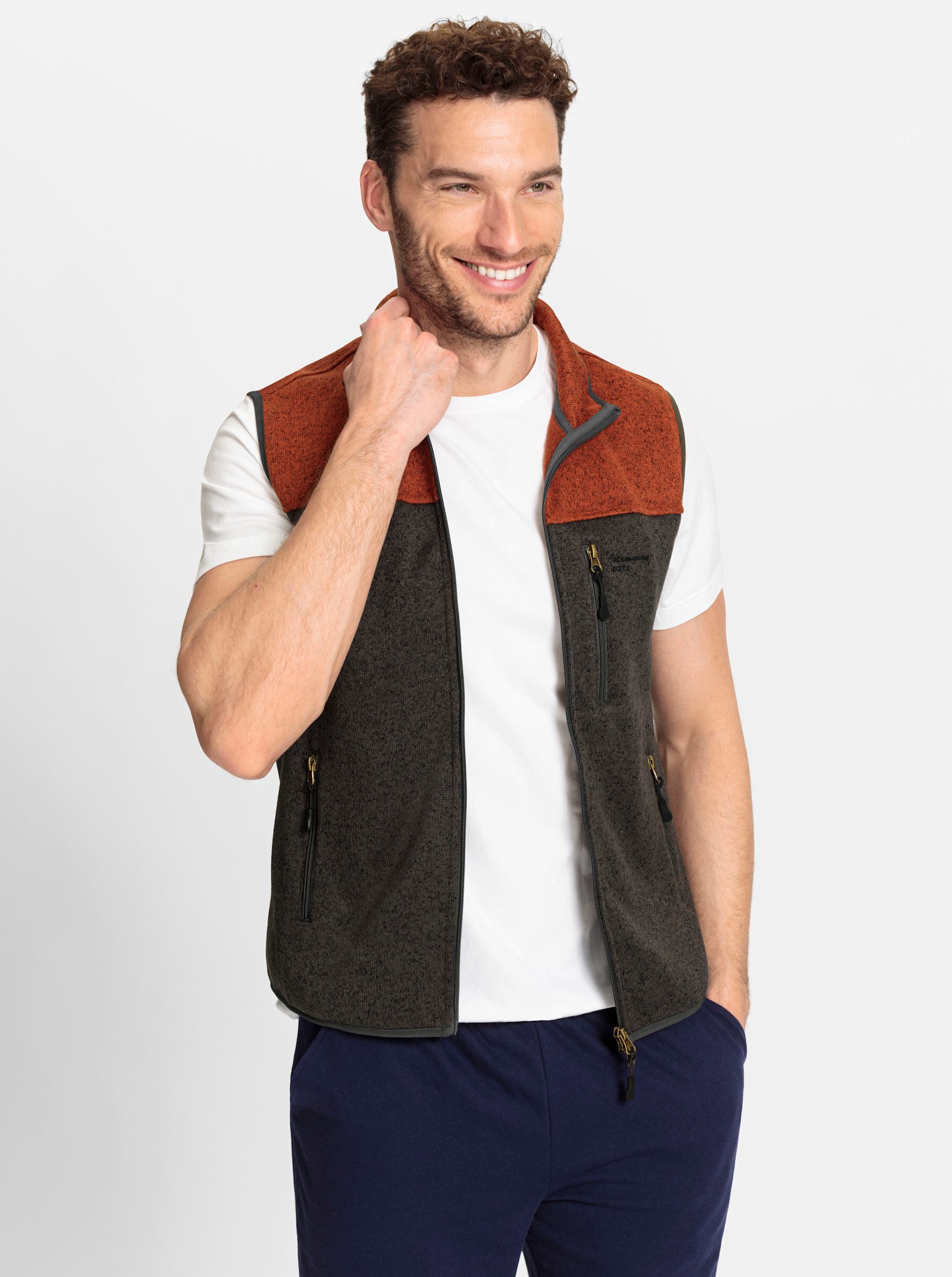 Trainingsshirt Strickfleece-Weste Ärmellos