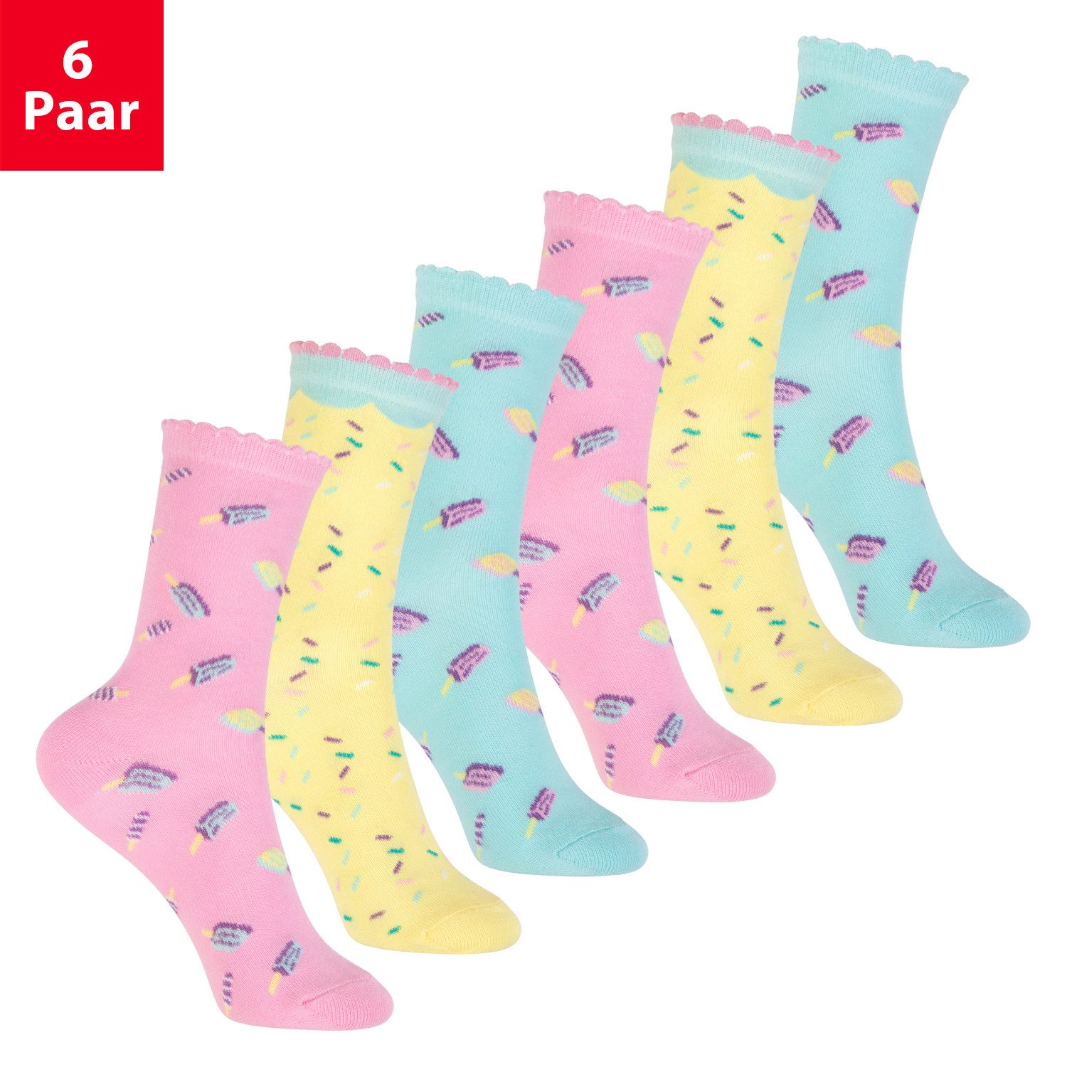 Footstar Basicsocken Bunte Baumwoll Socken für Kinder (6er Pack)