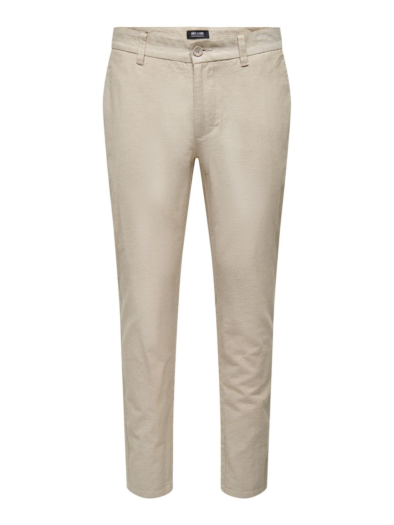 Leinen & 5051 Baumwolle & SONS in Beige ONLY Chino aus Stoffhose Business Chinohose ONSMARK