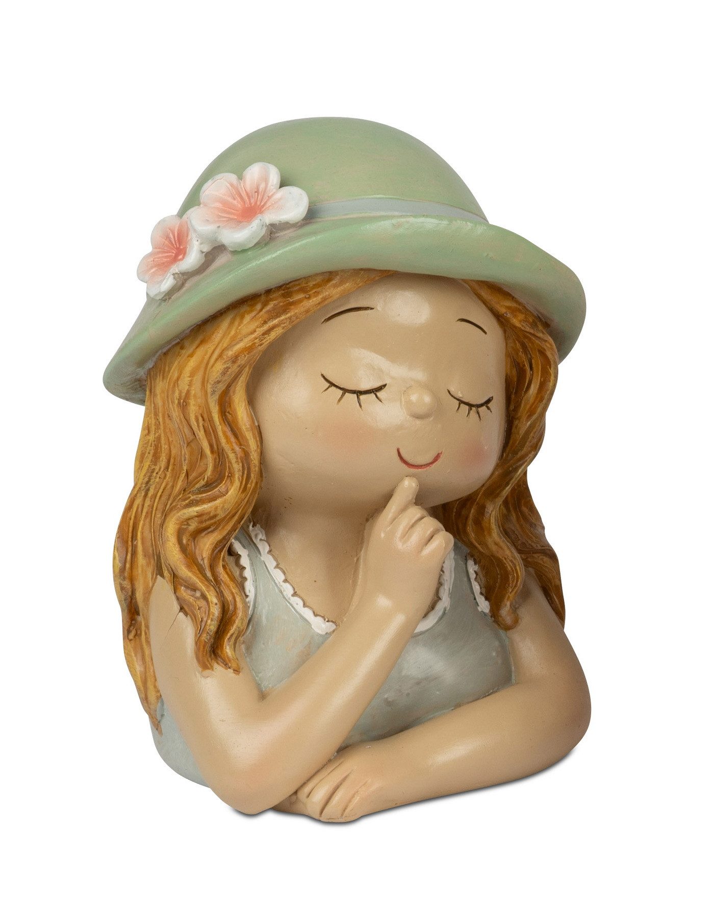 Dekofigur Deko Wichtel Kind Figur Mädchen Frau Büste Skulptur Hut Blume Objekt