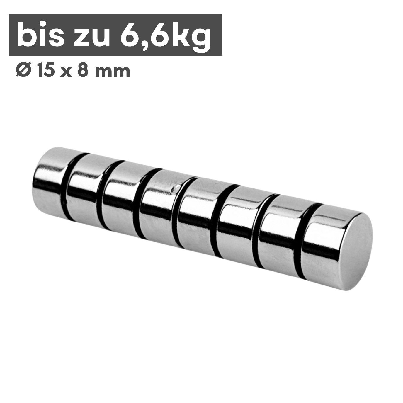 MaajeeKuto Magnet Neodym Magnet 15x8 mm N38 Scheibenmagnet 6,6kg Haftkraft Stark (5-St)