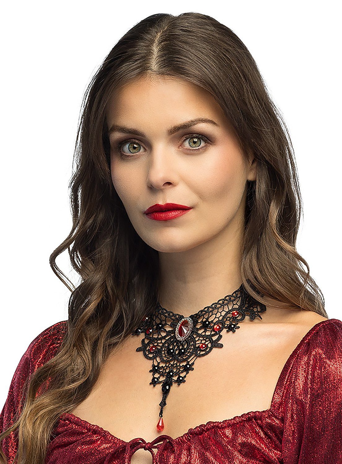 Boland Kostüm Vampirdame Collier - für Halloween Kostüm Damen, Wunderschöner Halsschmuck für blutdürstige Damen