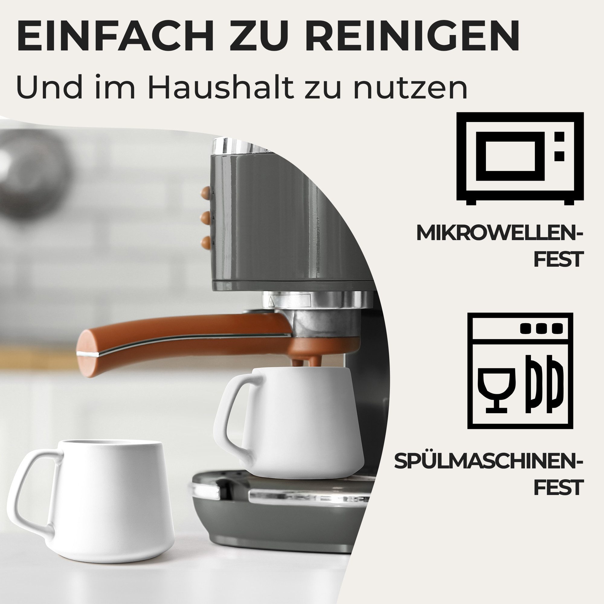 MiaMio Tasse Luxe Kaffeebecher 420 ml Weiß, 4-tlg., Keramik – Bild 5 von 5