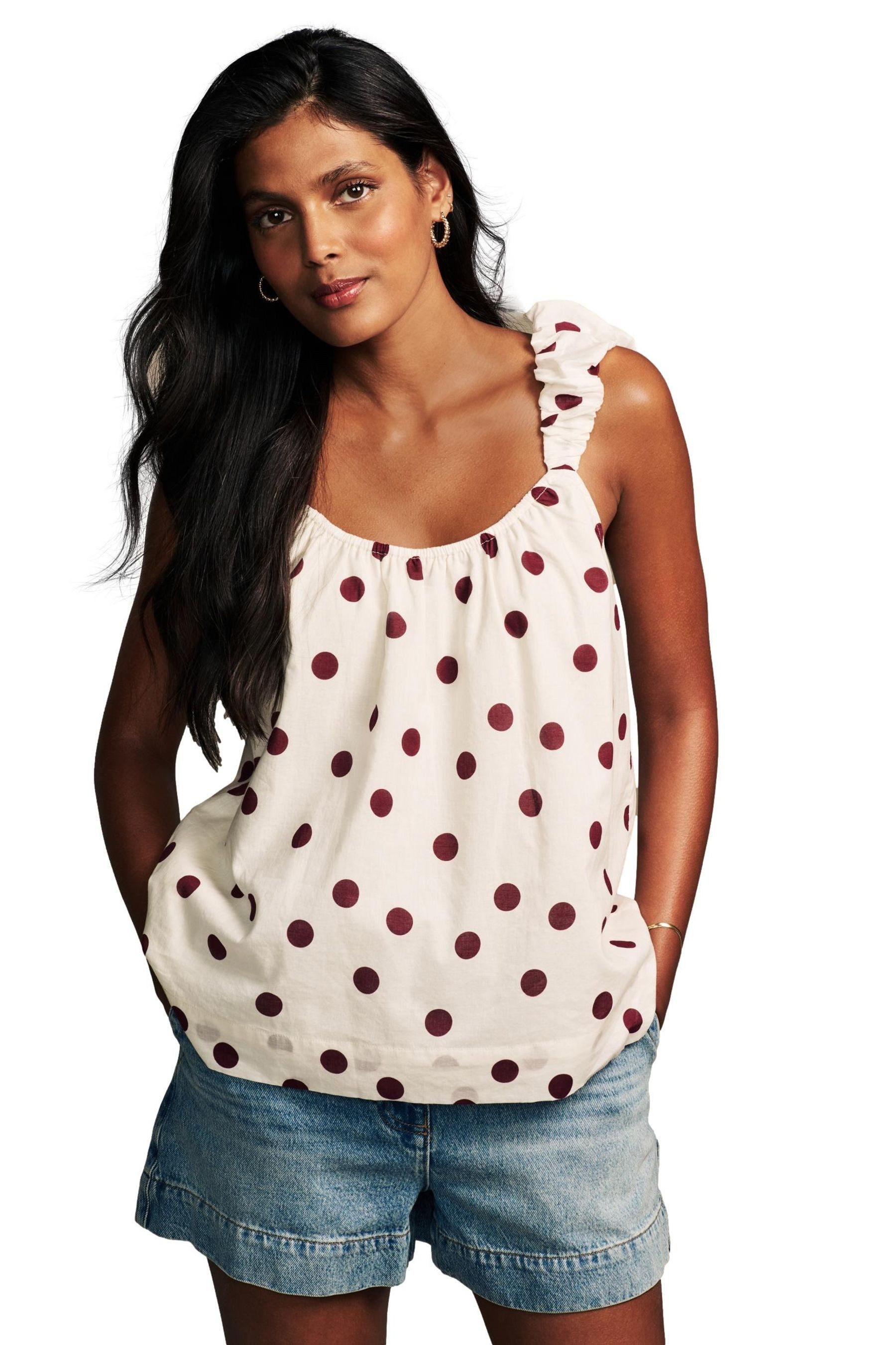 LAURA ASHLEY Blusenshirt Laura Ashley Saxy Bubble-Trägertop mit Tupfen (1-t günstig online kaufen