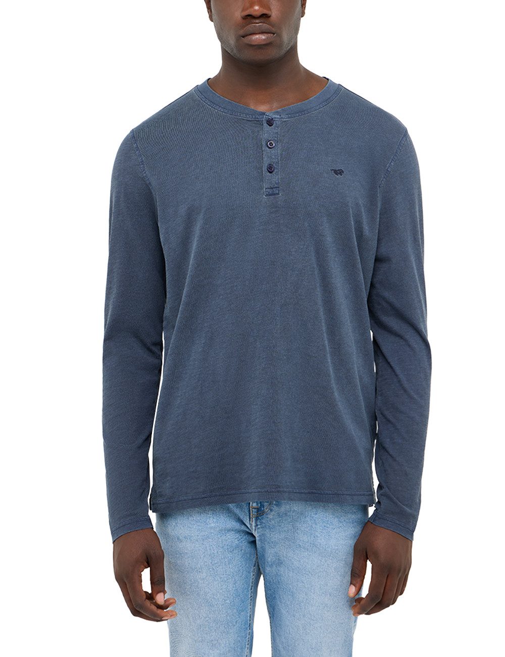 MUSTANG Langarmshirt Atchison Henley LA mit kurzer Knopfleiste