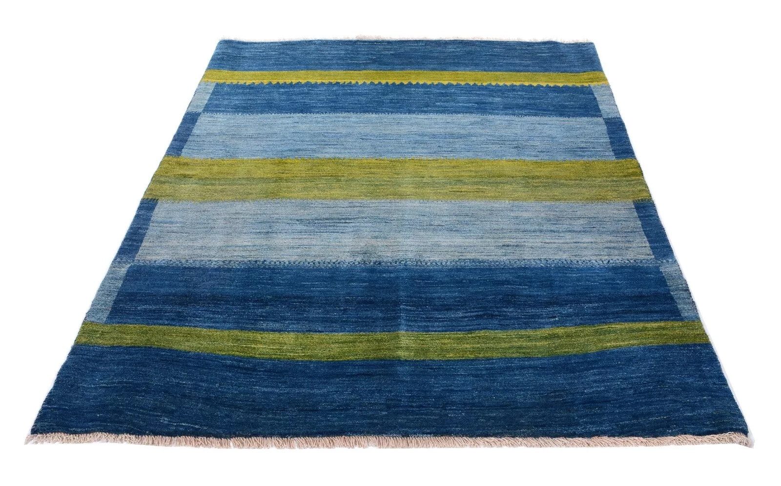 CABBEL Orientteppich Gabbeh Loribaft Teppich 197x150 cm Handgeknüpft Blau, Rechteckig, Höhe: 12 mm, Unikat, moderne Optik, hochwertige Schurwolle