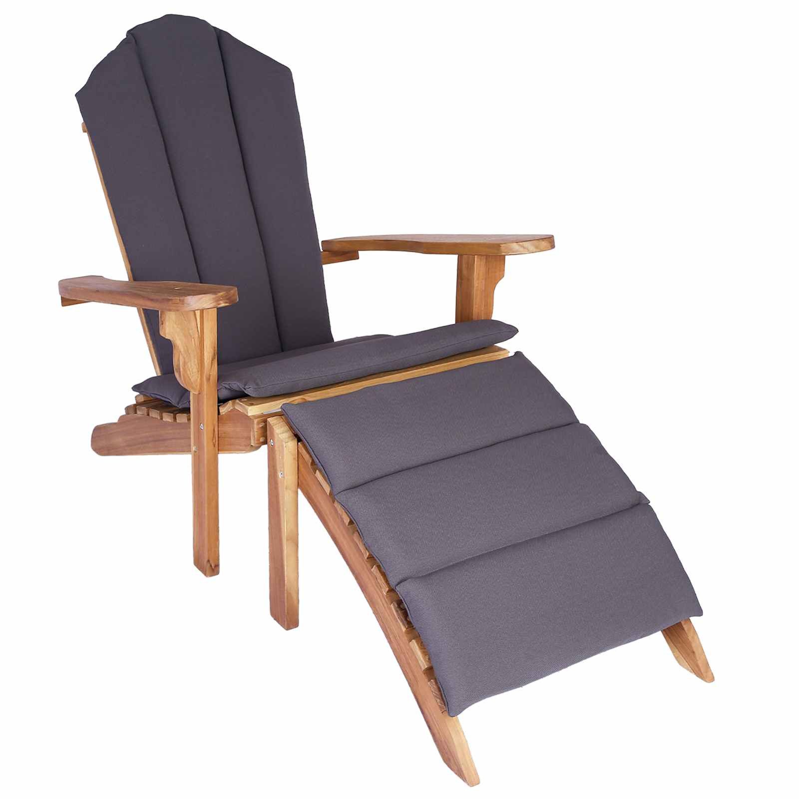 vidaXL Gartenstuhl Garten-Adirondack-Stuhl mit Fußstütze Natur Massivholz (1 St)