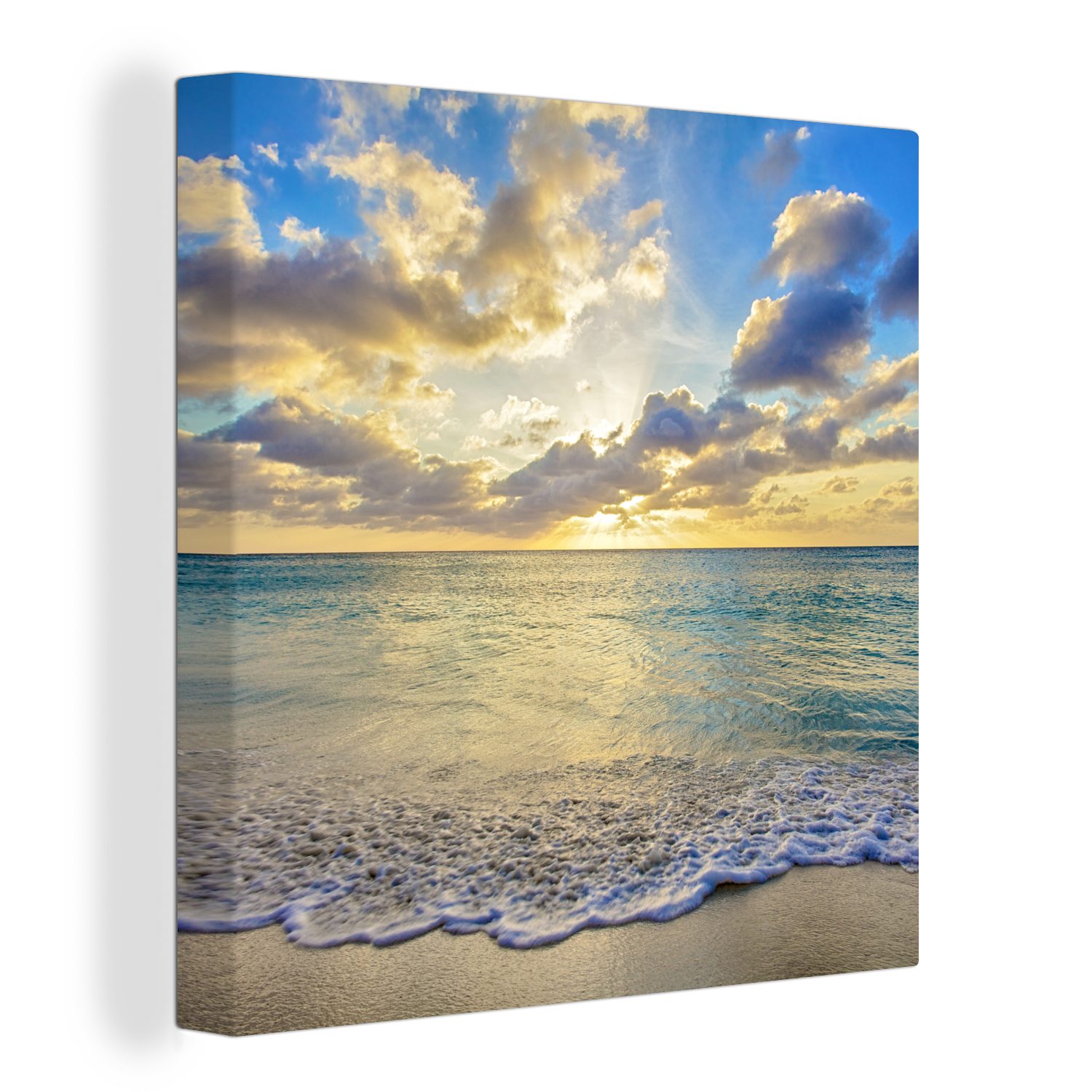OneMillionCanvasses® Leinwandbild Ein Sonnenuntergang am Strand von Aruba, (1 St), Leinwand Bilder für Wohnzimmer Schlafzimmer