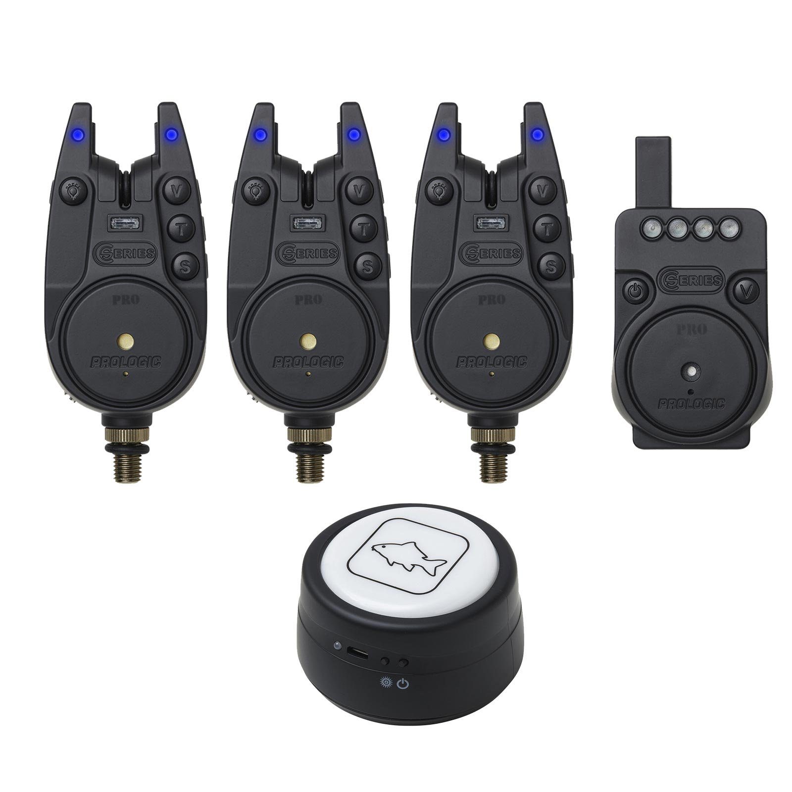 Prologic elektronischer Bissanzeiger C-Series Alarm 3+1+1 ALL BLUE Funk  Bissanzeiger Set Bite Alarm, (3+1+1), Bivvy-Light funktioniert in  Verbindung mit den Bissanzeigern
