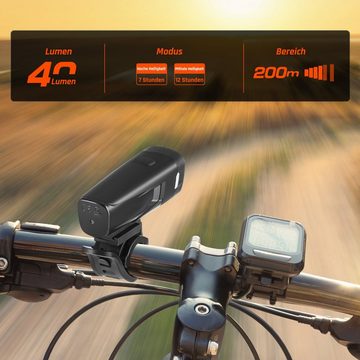oyajia Fahrradbeleuchtung Fahrradlicht 40 Lux, StVZO Zugelassen Fahrradlampe, USB Aufladbar Fahrradbeleuchtung, Ipx5 Wasserdichtes Frontlicht