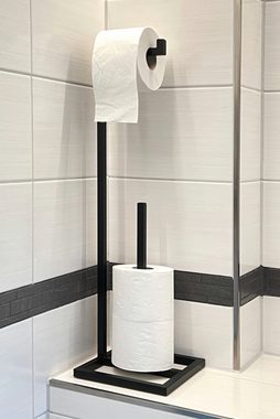 DanDiBo Toilettenpapierhalter Toilettenpapierhalter Stehend Schwarz Metall 96459 Gäste WC Ständer