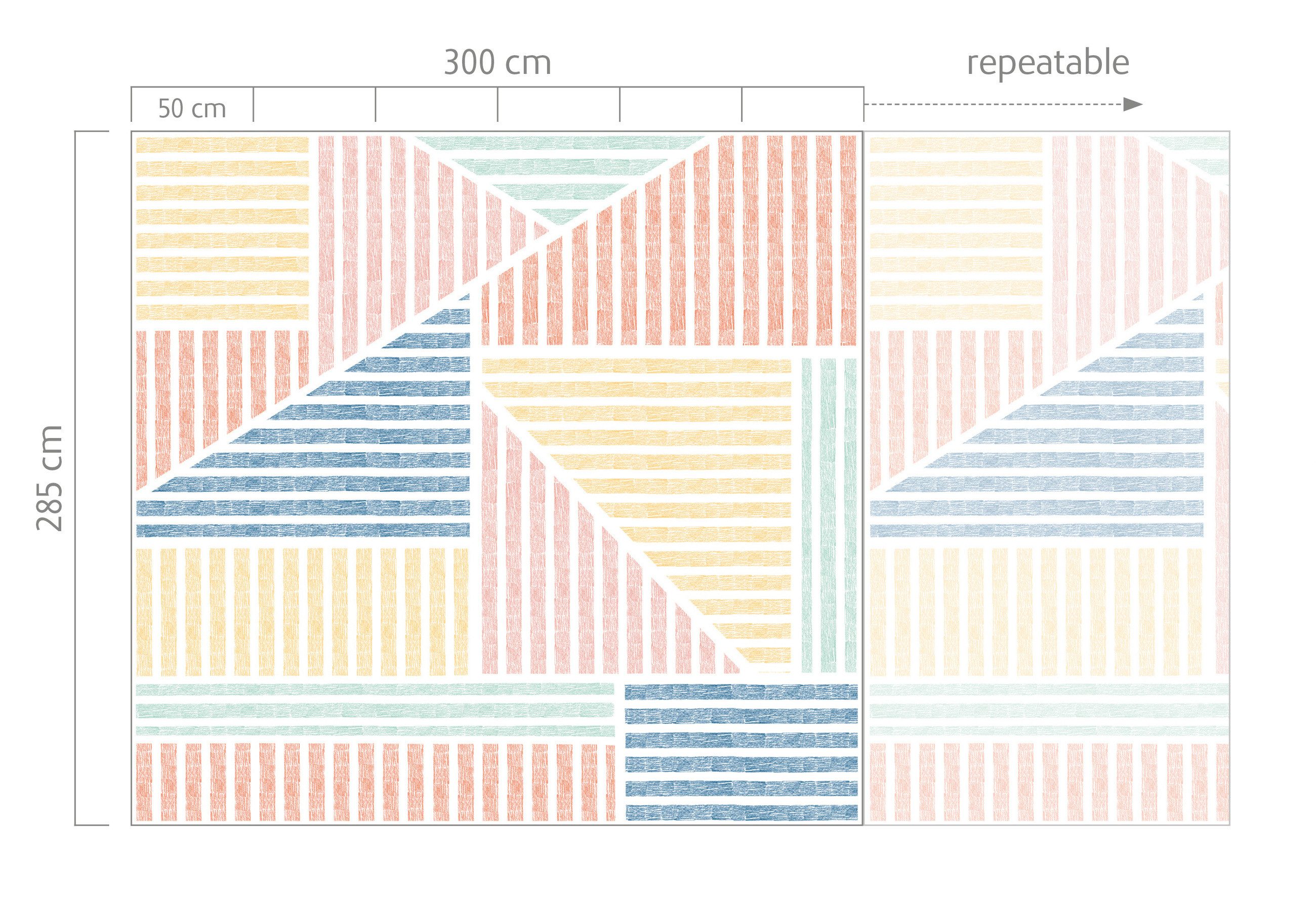 Rasch Fototapete Bunte Linien und Formen - Roomblush Stripe Fun RB403 - 2,85m x 3,00m, glatt, Grafisch, Modern, (1 St), Design mit Linien und Formen
