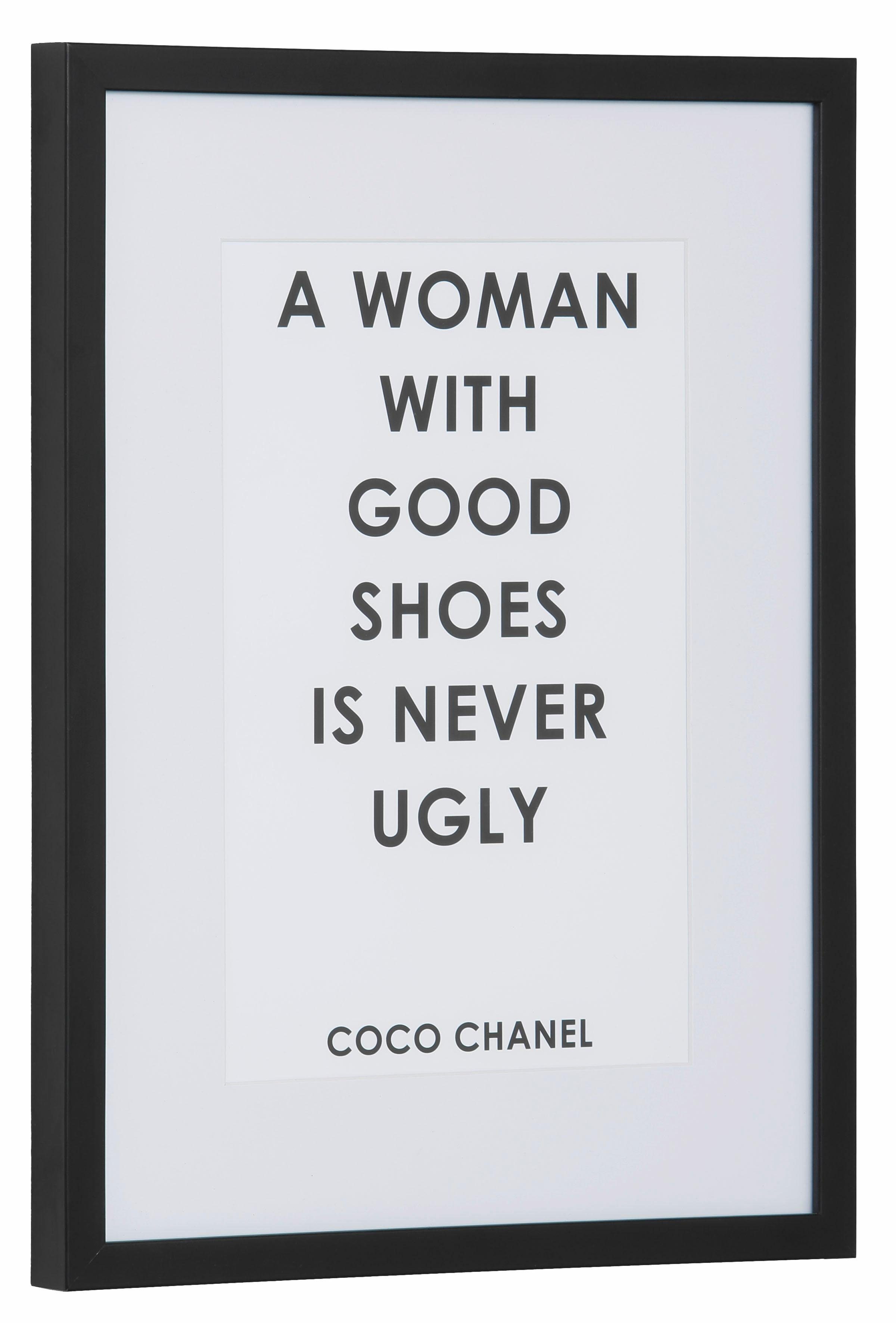 OTTO home Bild Zitat Coco Chanel, Motivationsbilder, Schriftzug, Schriftzüge, Schwarz-Weiß, Sprüche & Texte, HD Premium Poster-Druck inkl. Holzrahmen