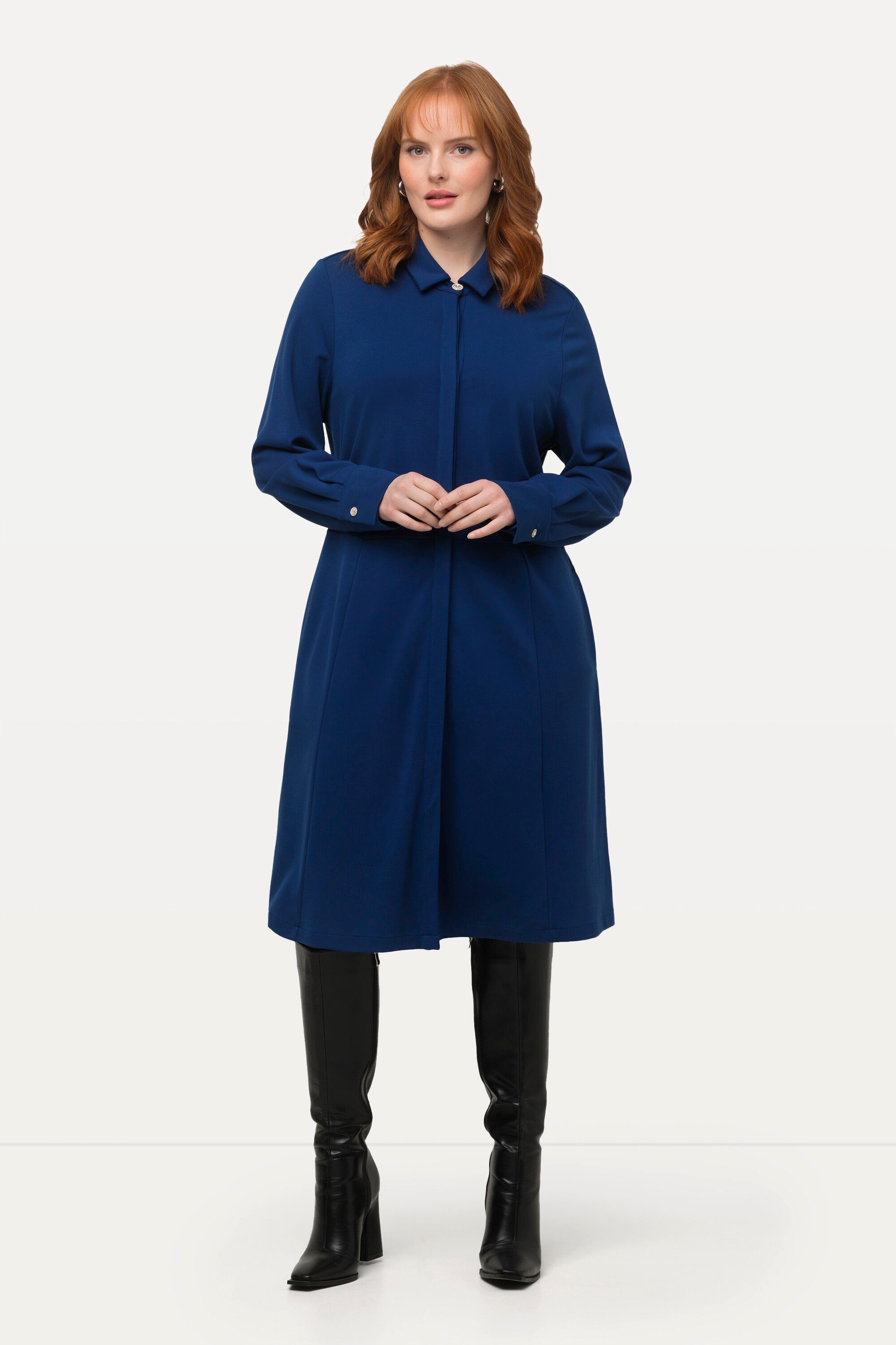 Midikleid Hemdblusenkleid Punto di Roma Hemkragen Langarm