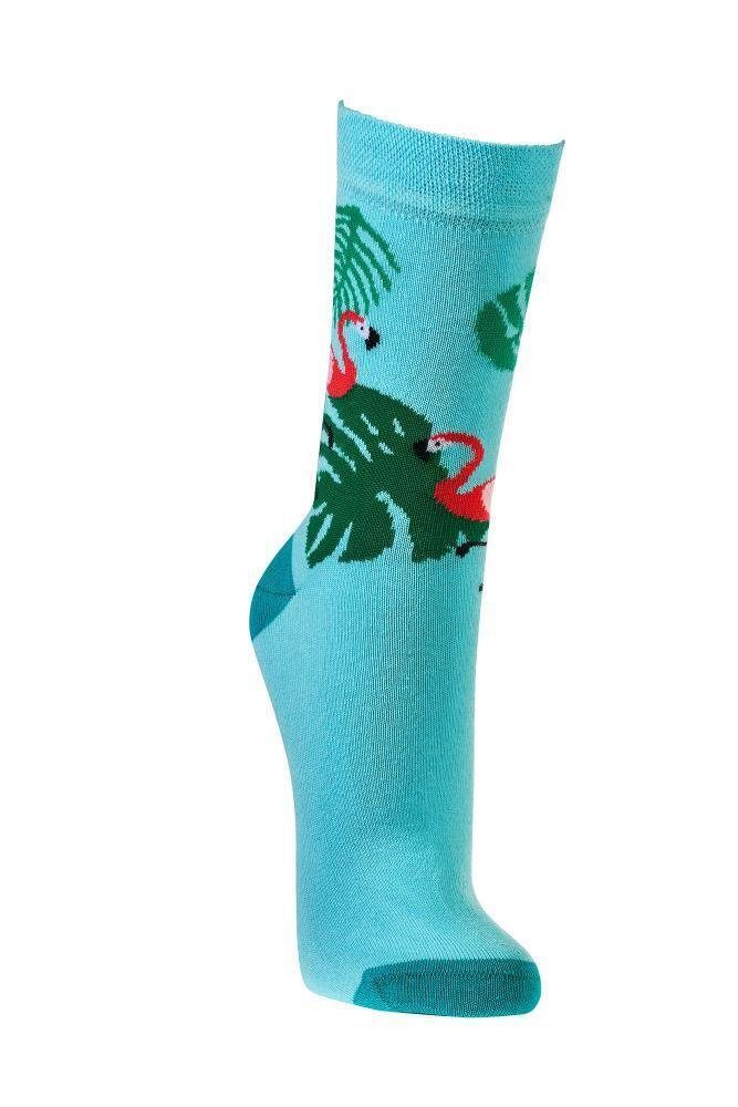 Socks 4 Fun Socken 3 Paar Socken mit Flamingo-Motiv Damen und Teenager mit Baumwolle (3 Paar)