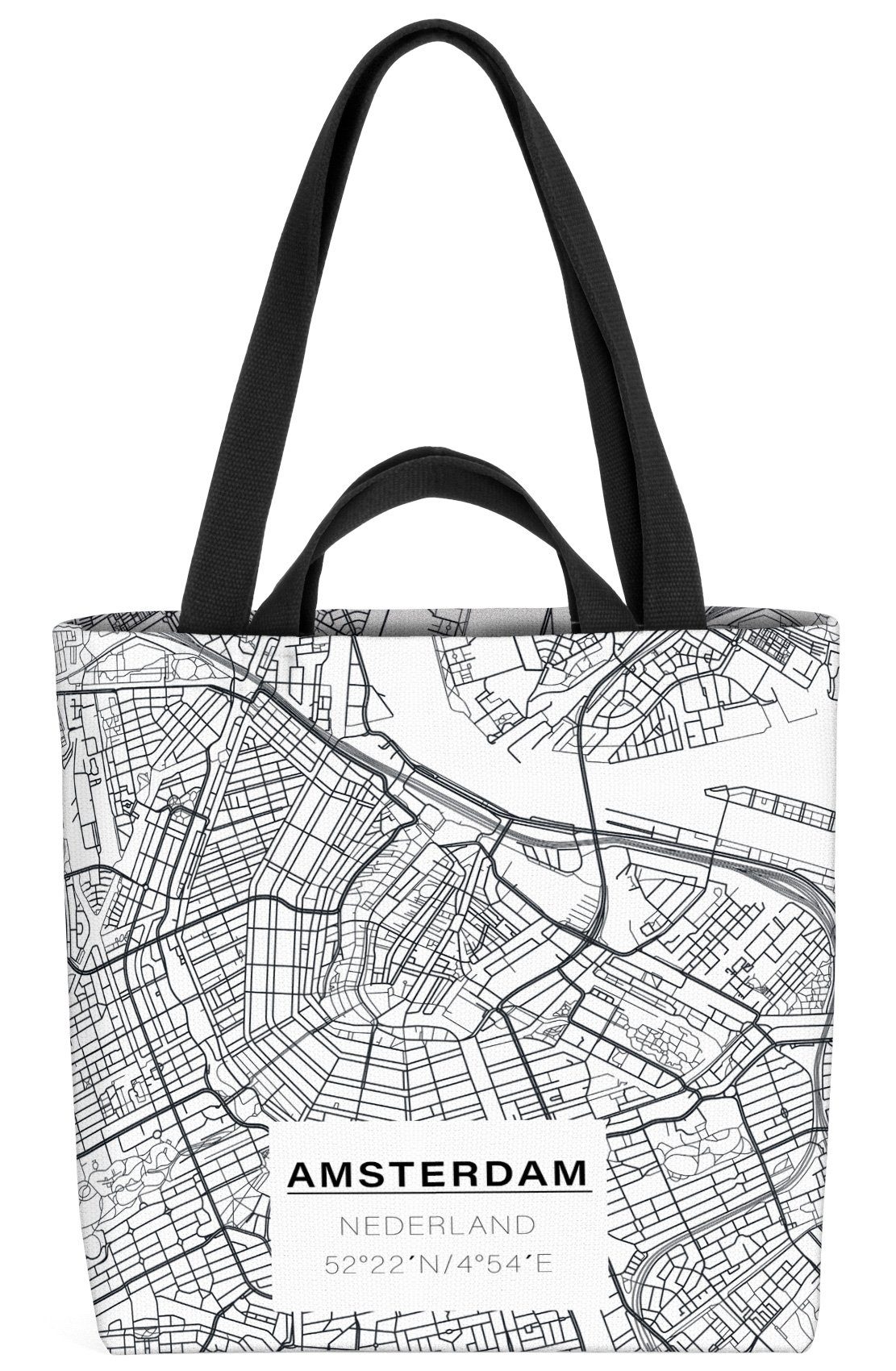 VOID Henkeltasche (1-tlg), Amsterdam Karte Holland Niederlande Stadtkarte Reise Urlaub Stadtplan