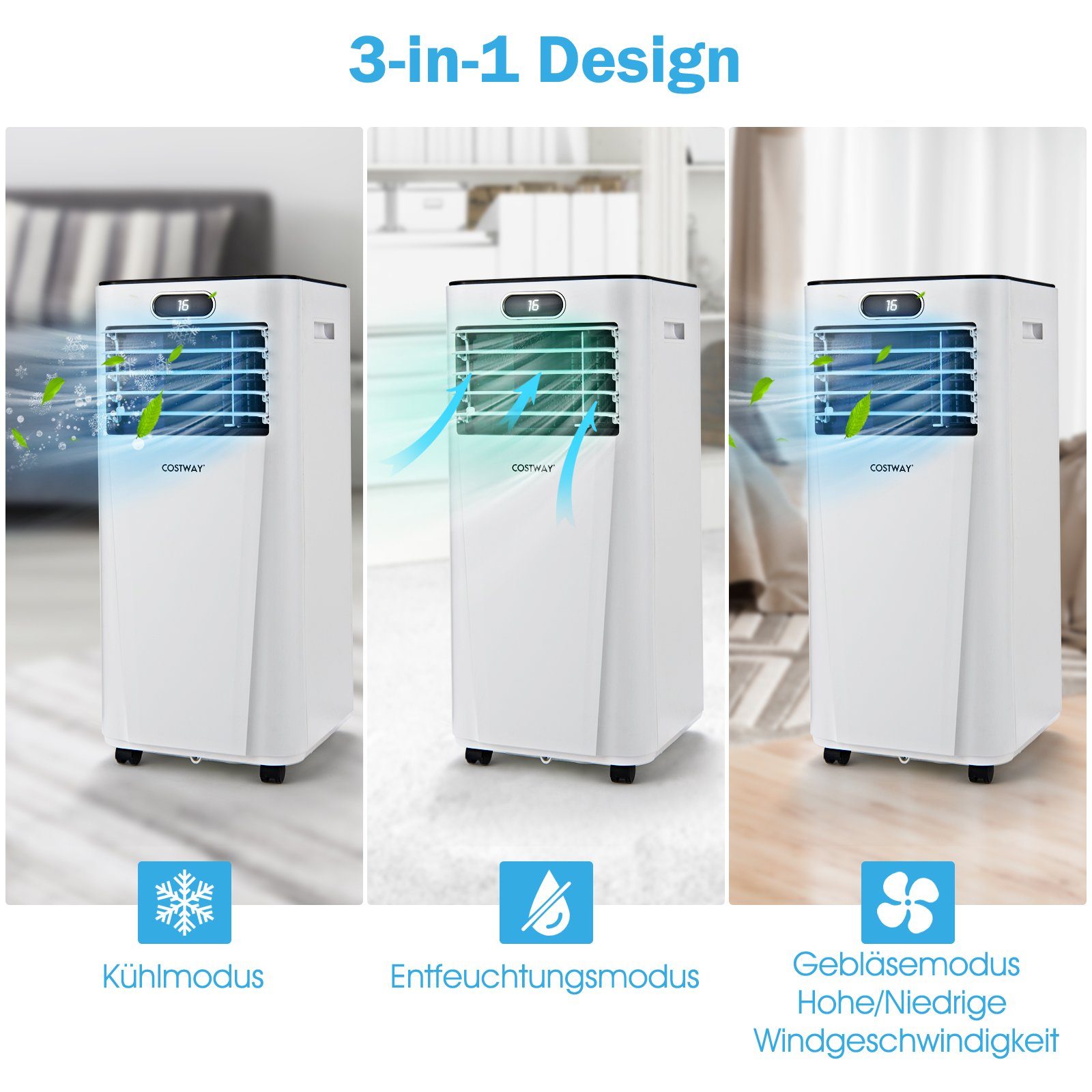 COSTWAY 3-in-1-Klimagerät, 7000BTU/2,1kW, für Räume bis günstig online kaufen