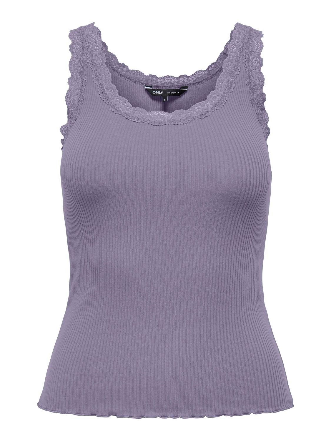 ONLY Tanktop ONLSARA – Tanktop mit Spitzendetail am Ausschnitt Baumwollmischung, regular fit