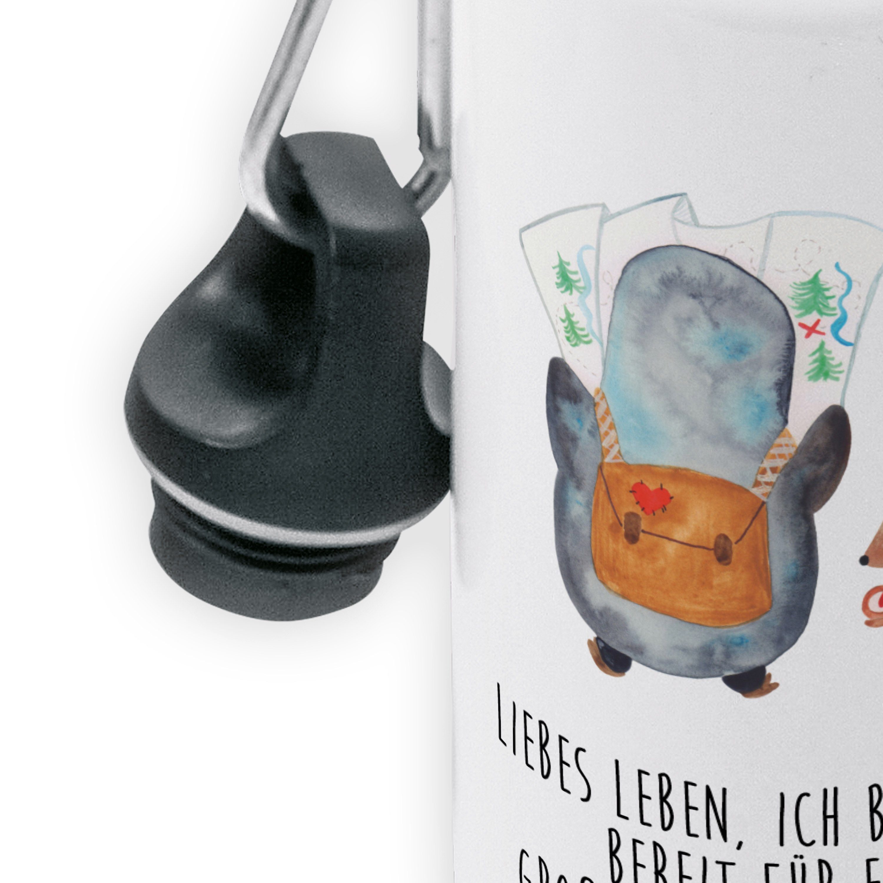 Kinderflasche Mr. Panda - Pinguin Geschenk, & Mrs. Maus Weiß Trinkflasche & Grundschule, Wanderer -