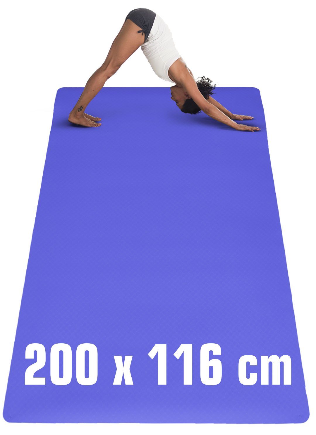eyepower Yogamatte 200x116 - XL Sportmatte - 6mm Fitnessmatte - Große TPE Trainingsmatte, Rutschfeste Workout Matte für Zuhause - Bodenmatte ohne Latex & PVC