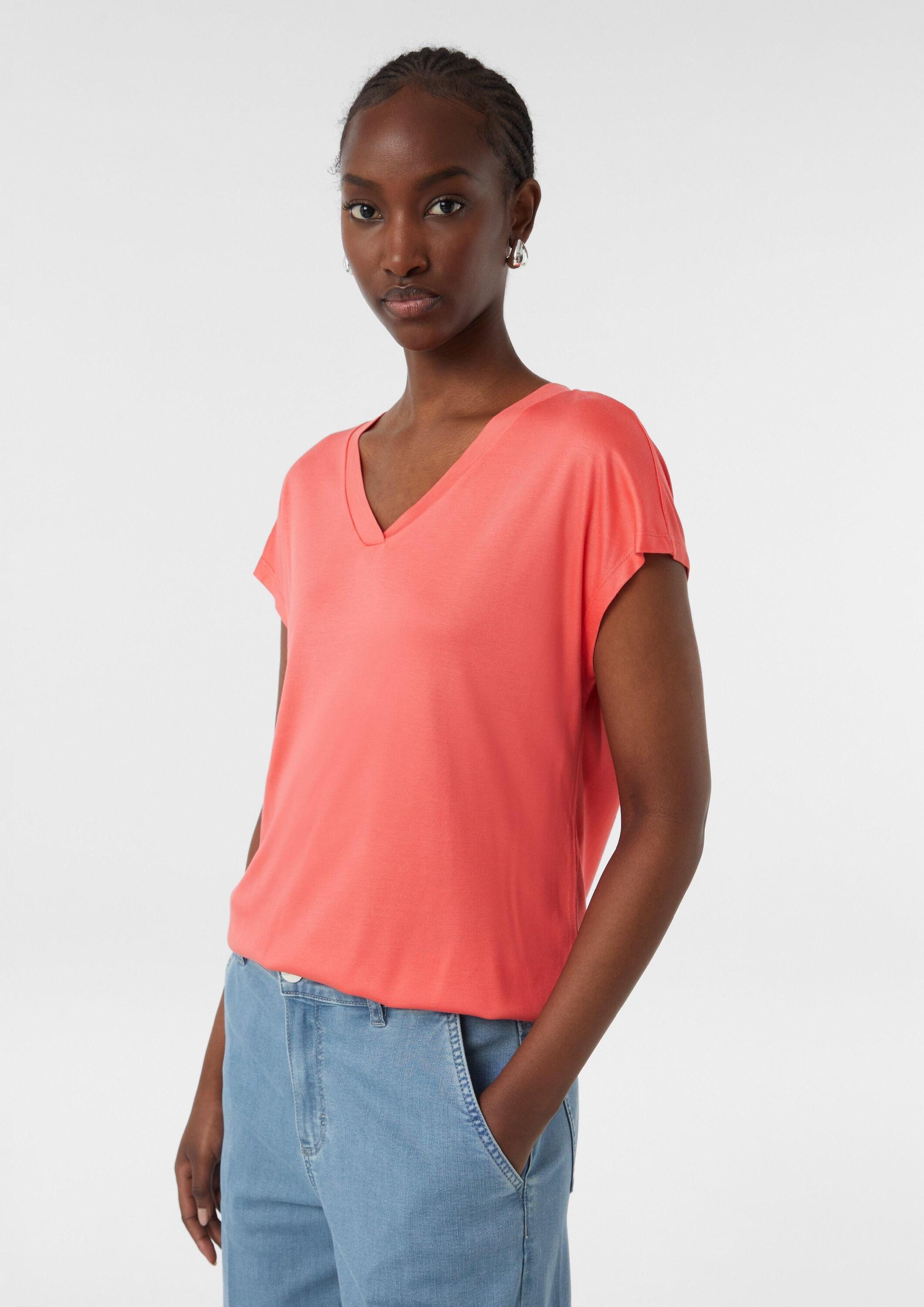 comma Kurzarmshirt T-Shirt Kurzarm-Shirt aus Viskose