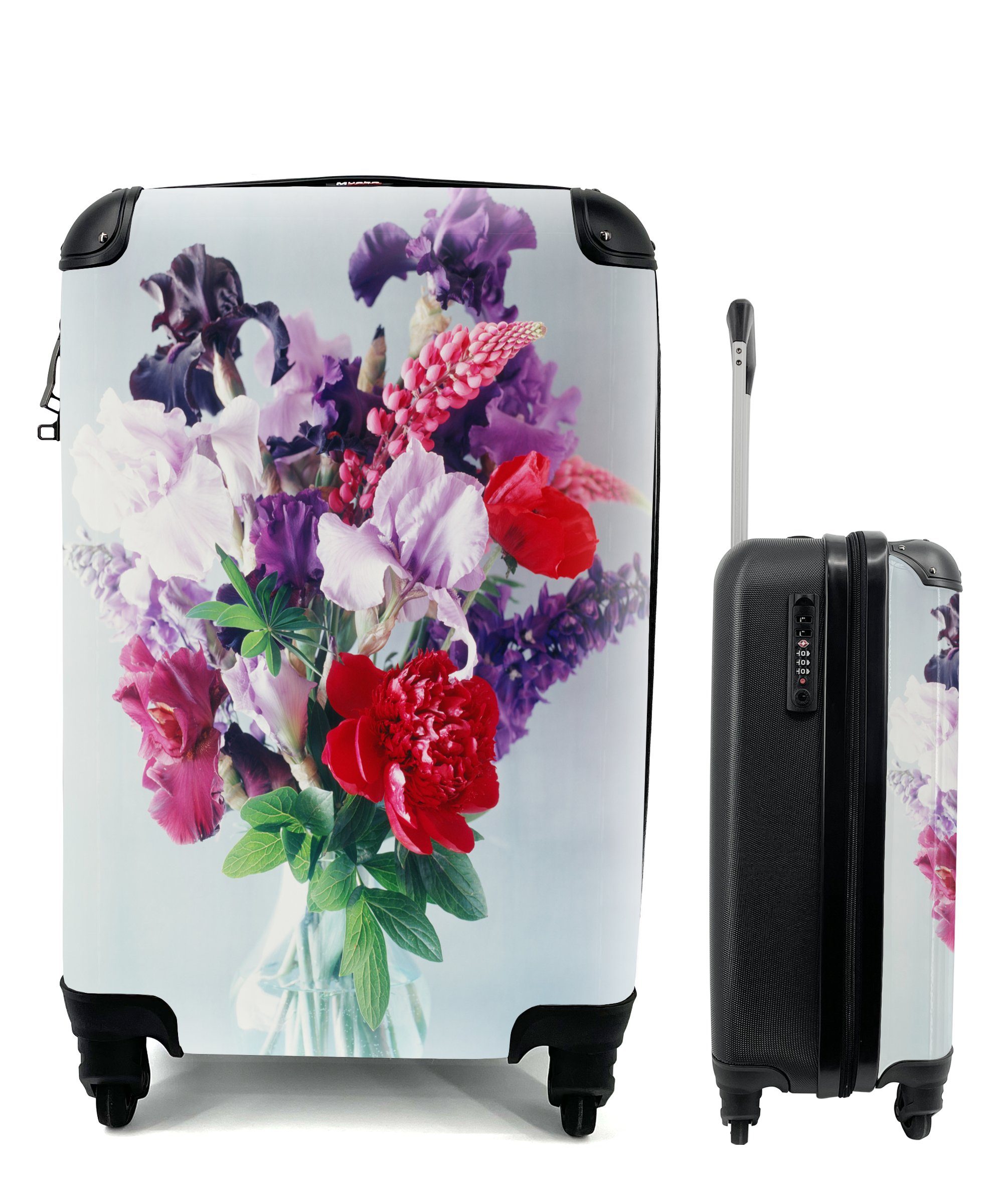 MuchoWow Handgepäckkoffer Blumen - Farben - Vase, 4 Rollen, Reisetasche mit rollen, Handgepäck für Ferien, Trolley, Reisekoffer