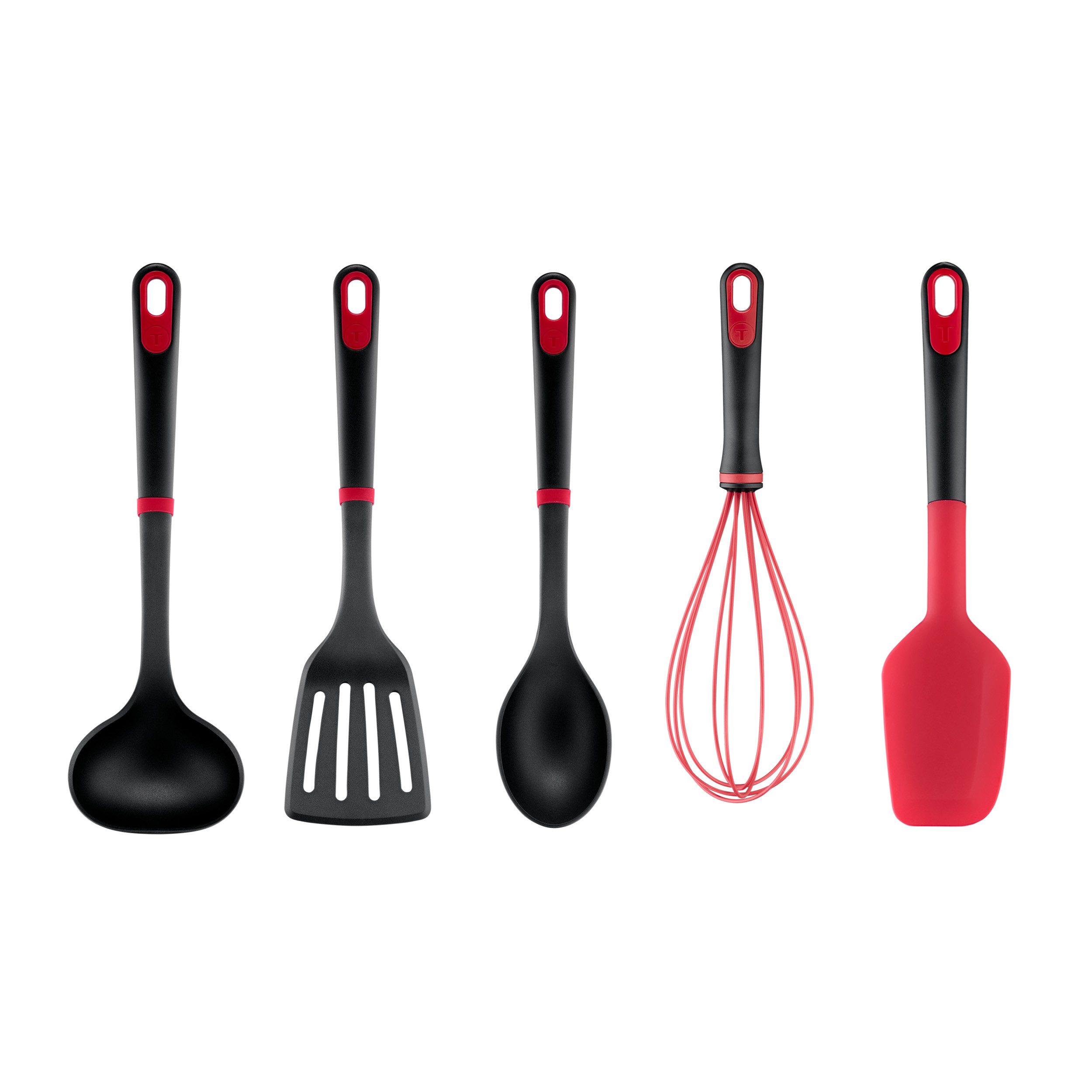 Tefal Kochbesteck-Set Ingenio+ (Set, 5-tlg), Silikon-Sicherheitsring, hitzebeständig bis 230°C, spülmaschinenfest