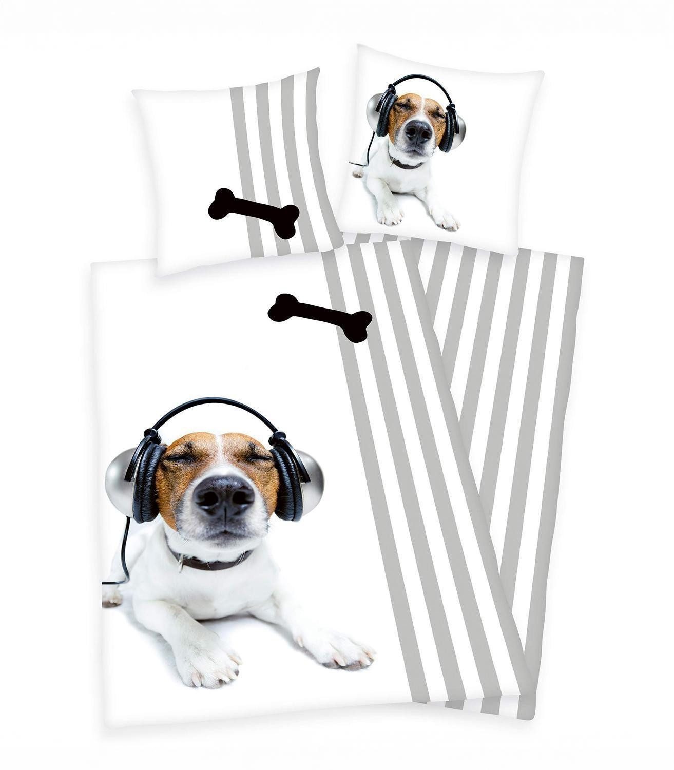 Herding Wendebettwäsche ROCKY, 135 x 200 cm, Weiß, Grau, Baumwolle, 2 teili günstig online kaufen