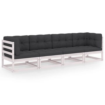 vidaXL Loungesofa 4-Sitzer-Gartensofa mit Kissen Kiefer Massivholz, 1 Teile