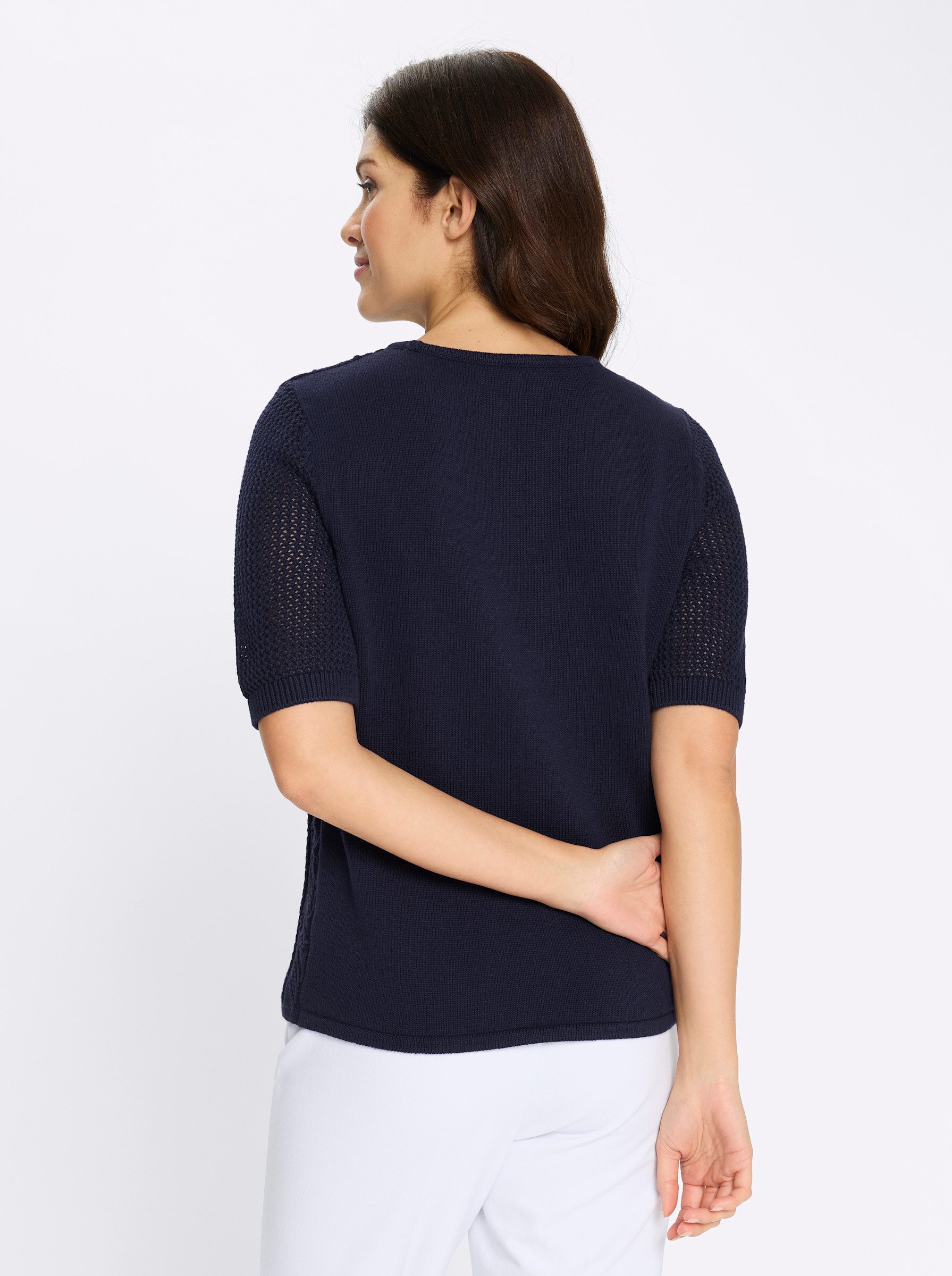 Sieh an! Strickpullover Ajour-Pullover Kurzarm günstig online kaufen
