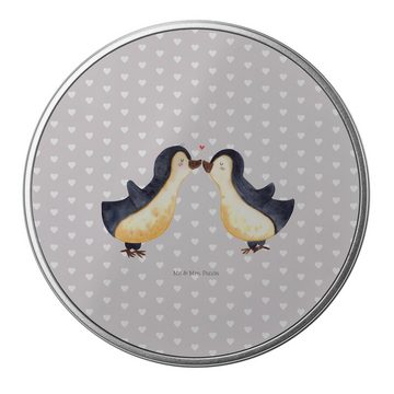Mr. & Mrs. Panda Aufbewahrungsdose Pinguin Liebe - Grau Pastell - Geschenk, Partner, Vorratsdose, Gesche (1 St), Hochwertige Qualität