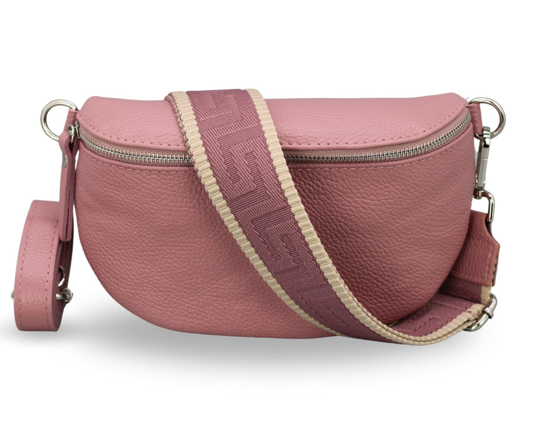 Gürteltasche Bauchtasche Damen Leder Altrosa, Umhängetasche, Echtes Leder