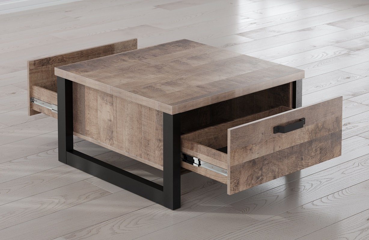 trendteam Couchtisch Couchtisch Emile 1, Eiche Tabak / Schwarz (no-Set), Breite 80 cm,Tischplatte aus Holzwerkstoff