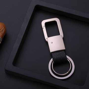 Cerbery Schlüsselanhänger Eleganter Schlüsselanhänger aus Leder mit Ringen und Geschenkbox, Kunstleder