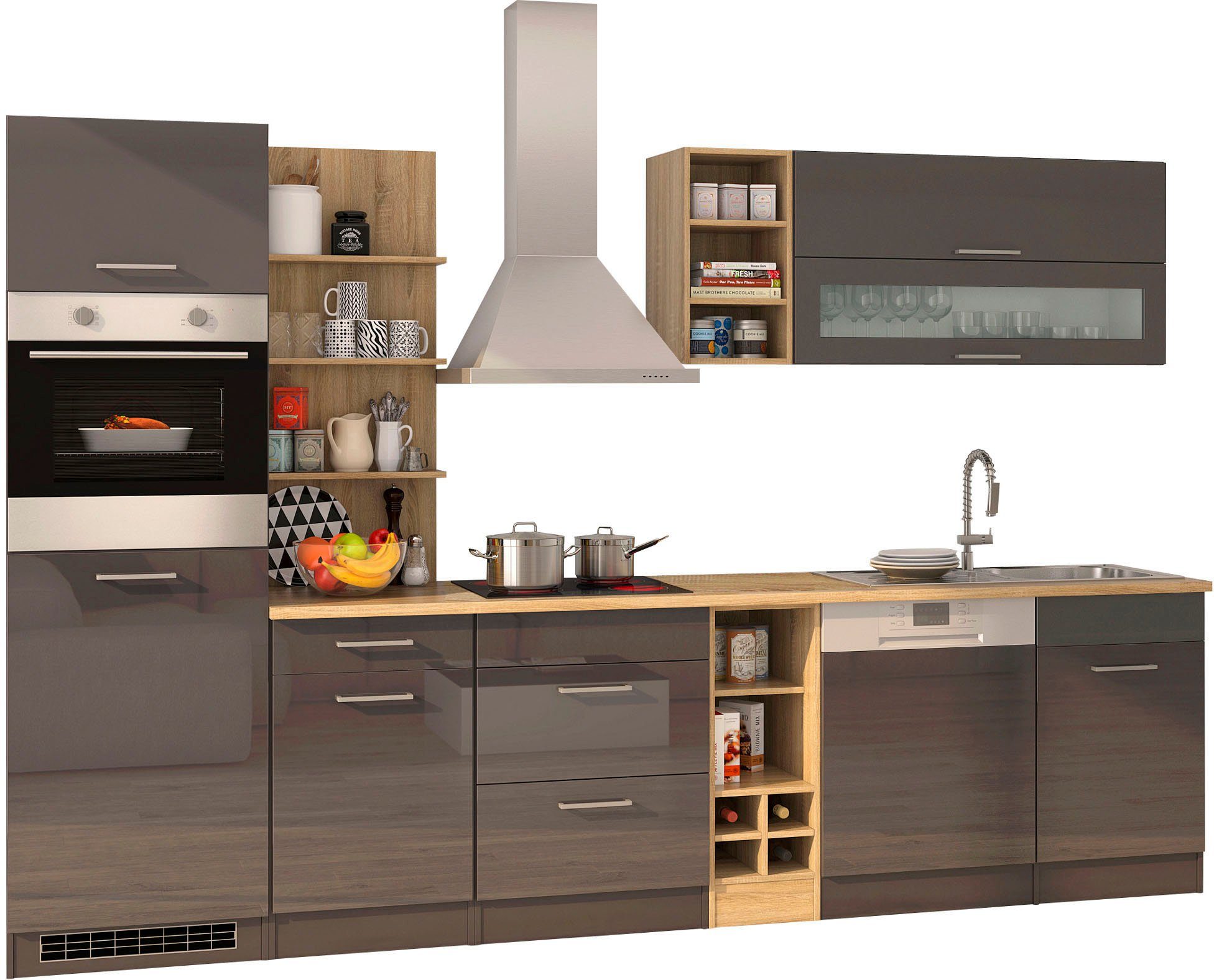 KOCHSTATION Кухниzeile KS-Mailand, mit E-Geräten, Breite 310 cm
