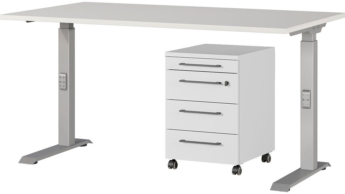 GERMANIA Büromöbel-Set Agenda, (2-tlg., 2-tlg), Set bestehend aus höhenverstellbarem Schreibtisch und Rollcontainer