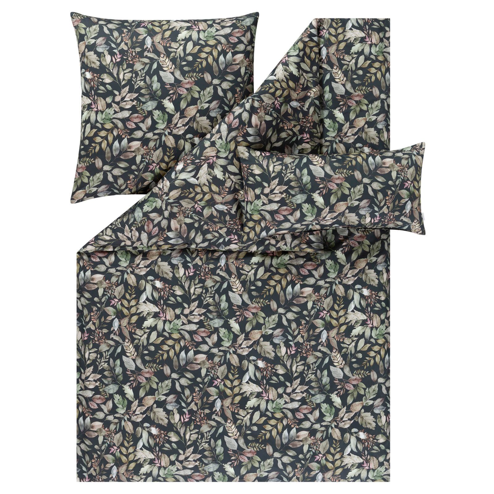 Estella Bettwäsche Nadia 7956 920 Anthrazit, Mako-Satin, 3 teilig, Herbst, Natur, Bäume