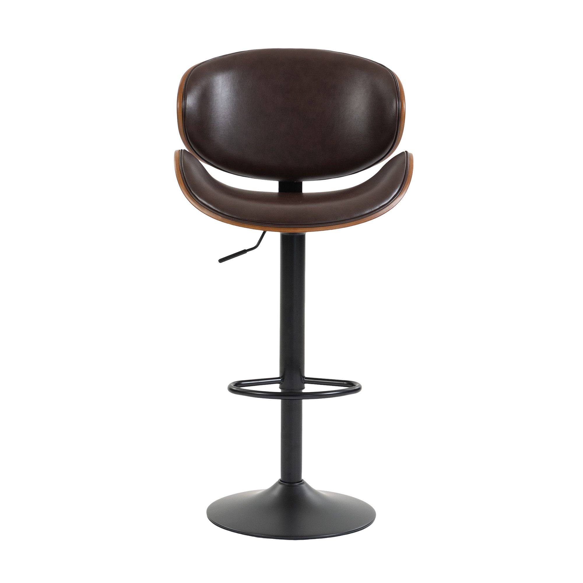 LVHOM Barhocker 360°dreh-/höhenverstellbare Barstühle,Holzrahmen,Lederkissen, 2er Set (PU-Leder, gebogene Rückenlehne, Bistrohocker mit Fußstütze, runder Fuß (45 cm Durchmesser), Belastbarkeit 150 kg), pflegeleicht, geeignet für Küchen, Bars und Balkonpartys