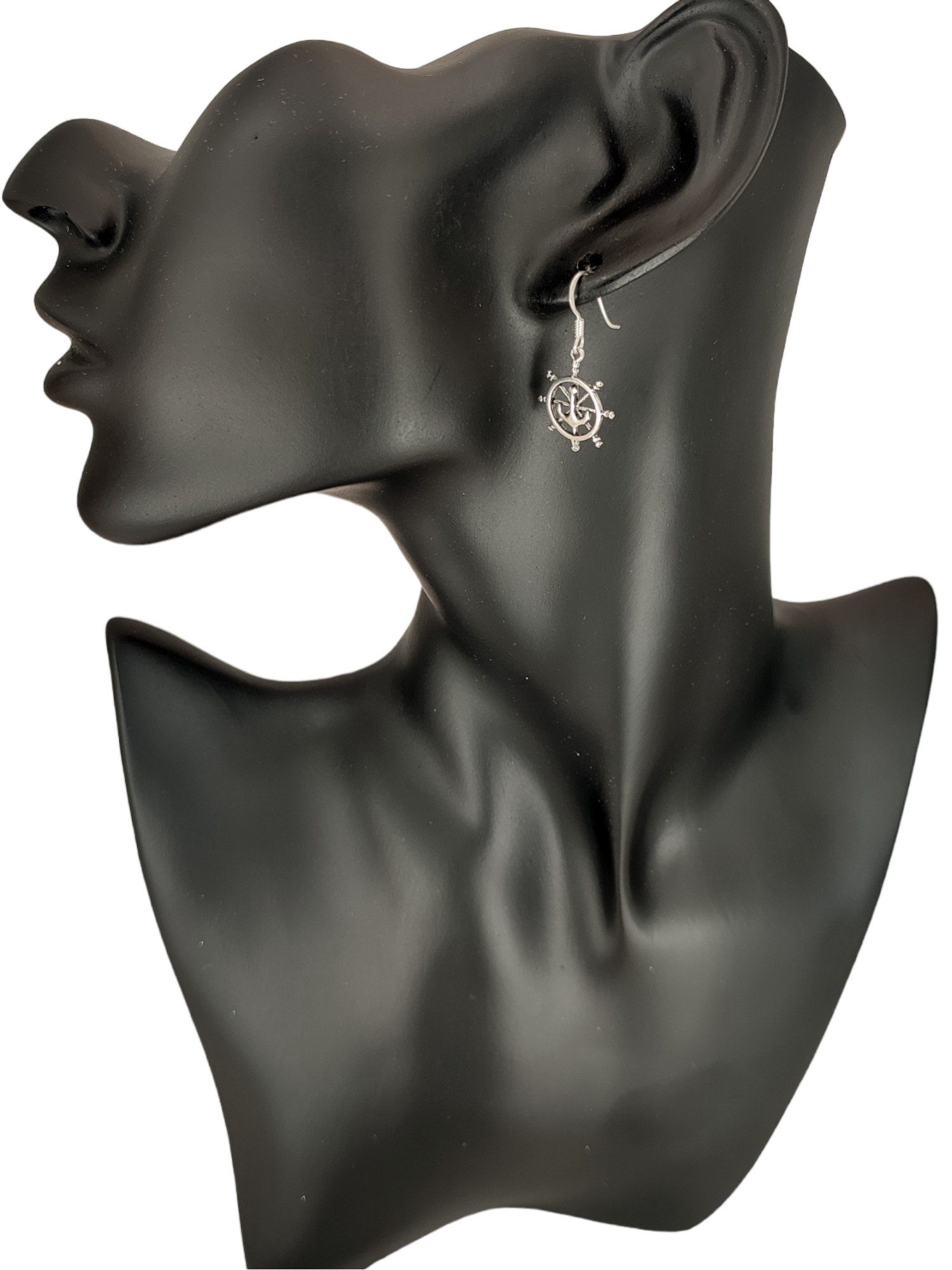 Kiss Steuerrad Anker Ohrring Ohrringe Ohrhänger Ohrhänger-Set 925 aus of Leather