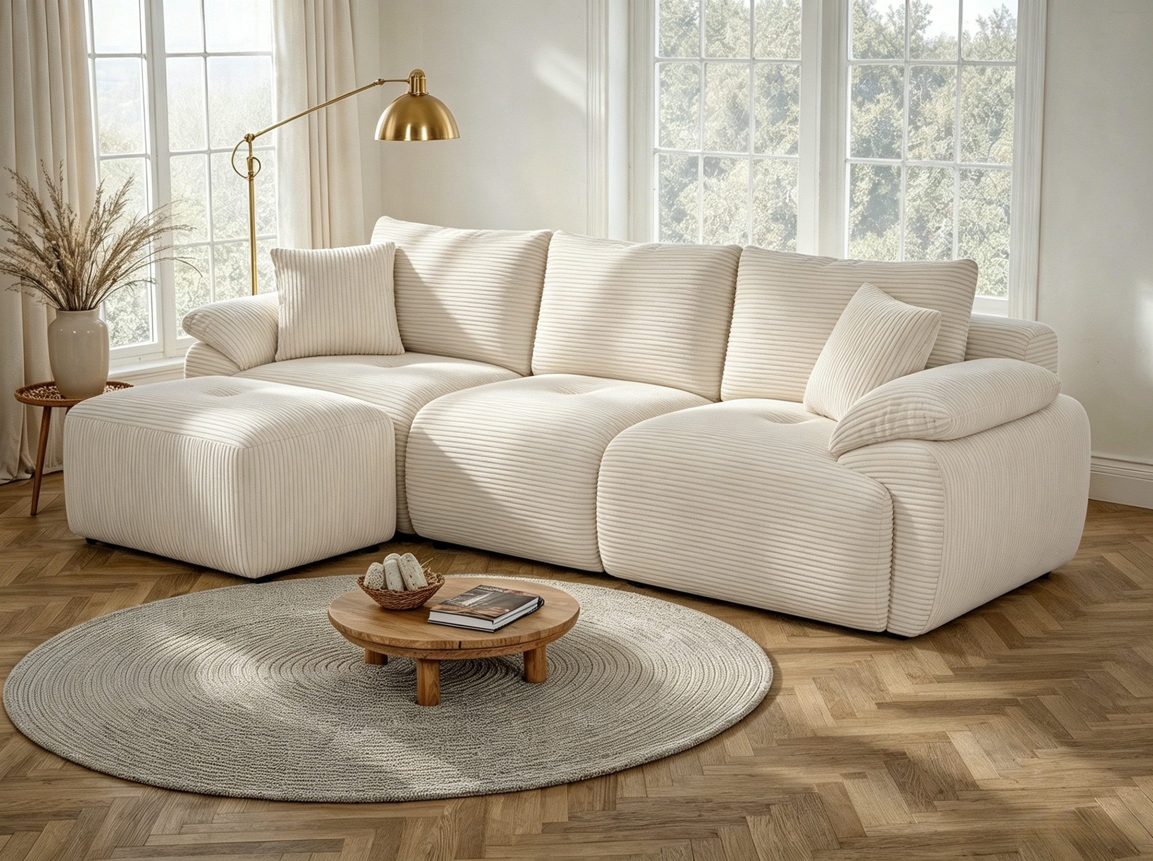 Furnishings Home Ecksofa Couch L-Form Sofa 4-Sitzer Vierersofa mit schlaffunktion, Modulares 104-Zoll-Wohnzimmer-Sofaset Groß und bequem