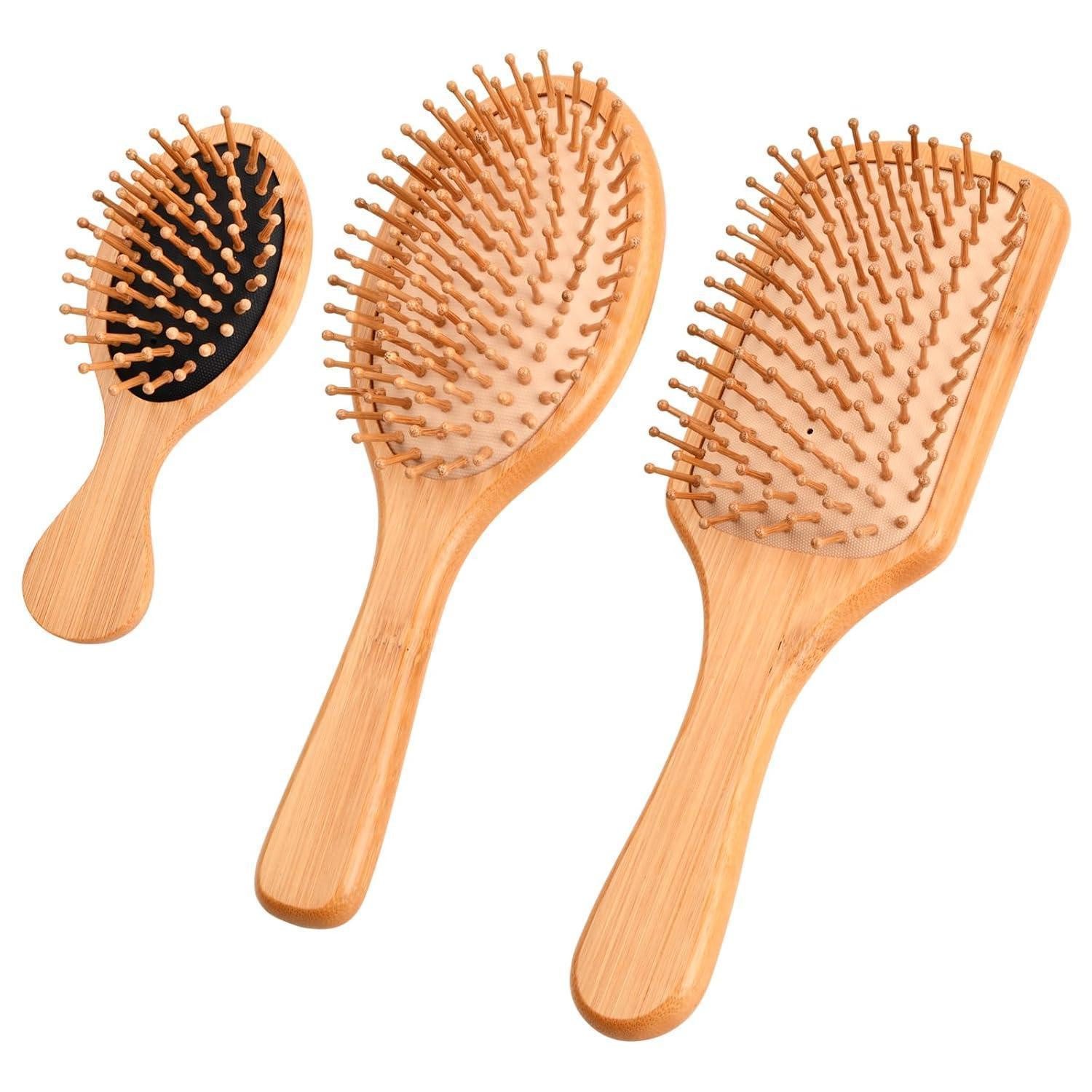 LuxusKollektion Haarbürsten-Set Haarbürste Bambus Massage Set Kinder & Erwachsene