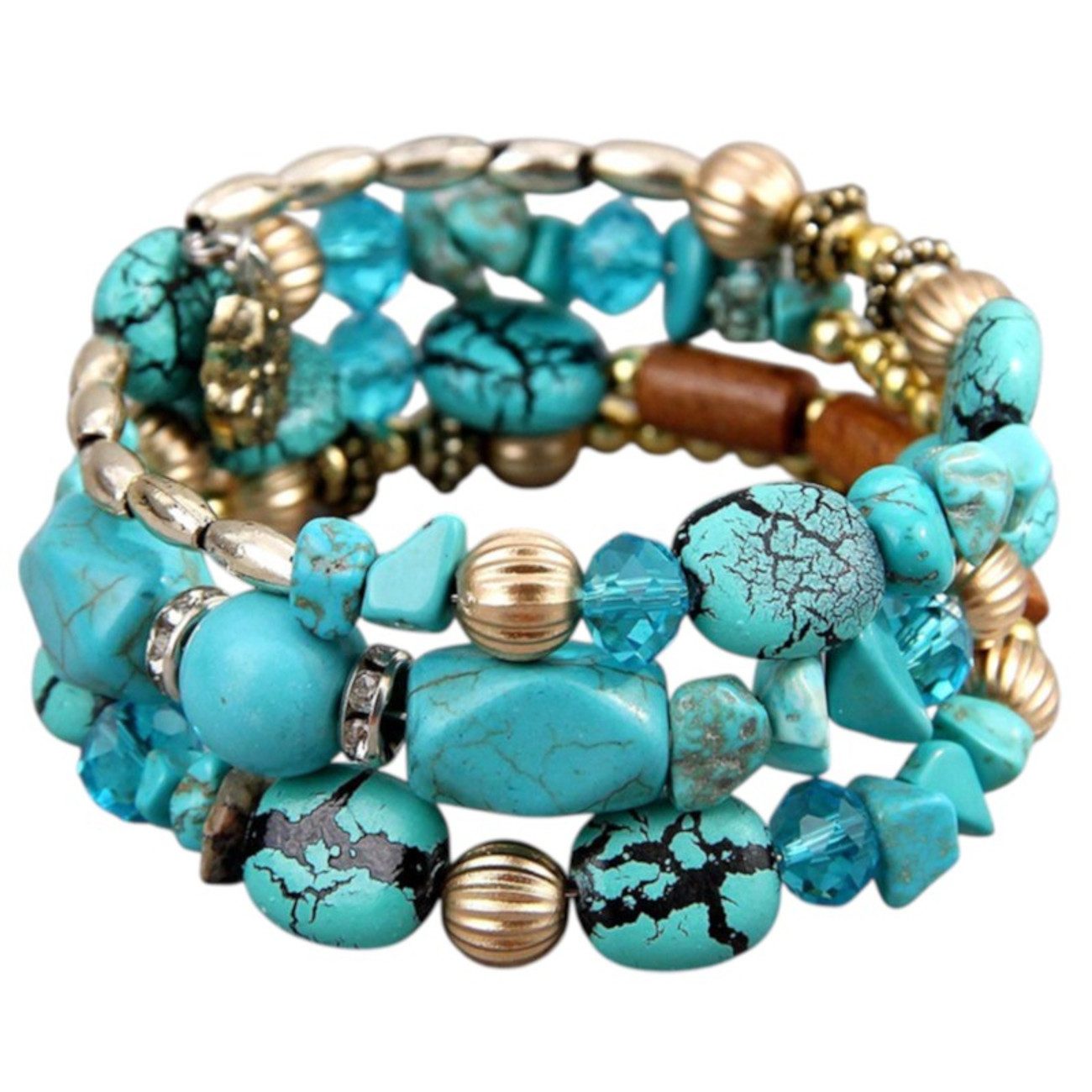 KARMA Armband Damenarmband mehrreihig Türkis, Grün oder Weiß modern (dehnba günstig online kaufen