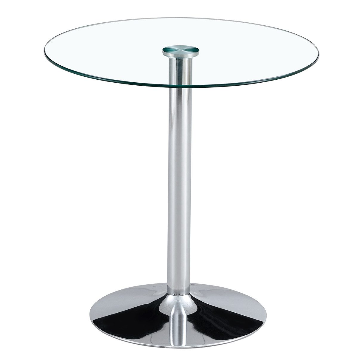 gopop Bartisch Runder Barhocker-Tisch aus gehärtetem Glas mit silbernem Metallfuß (1-St), Couchtisch, Beistisch, Wohnzimmertisch, 89x92cm