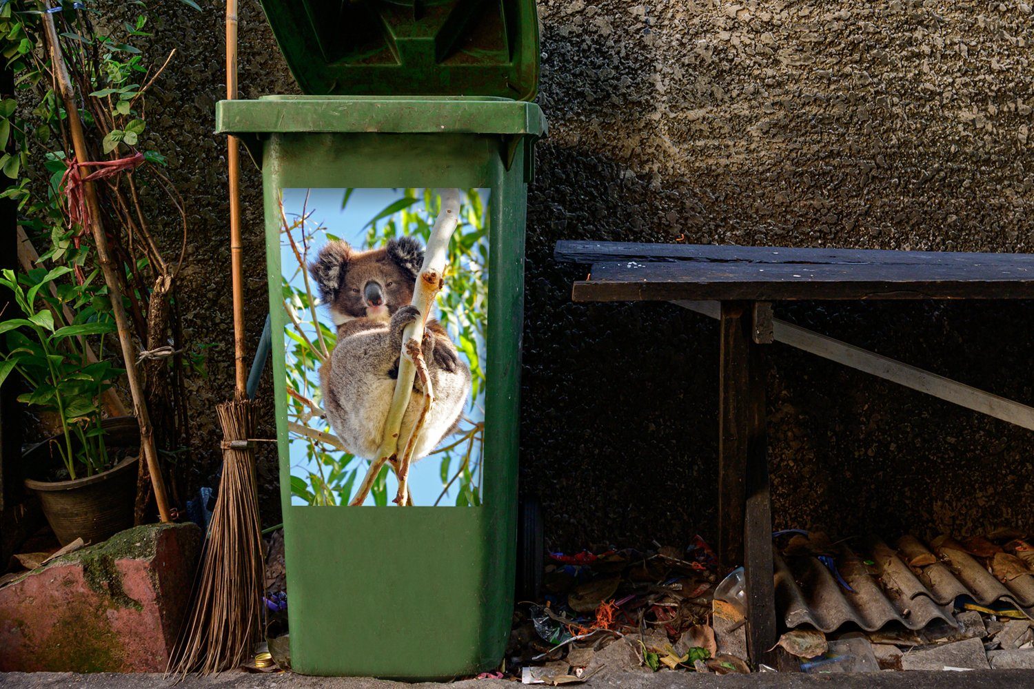 Wandsticker Mülleimer-aufkleber, Kinder Jungen Abfalbehälter - (1 MuchoWow Zweige - Container, Koala Mädchen - - St), Luft Sticker, - Mülltonne,