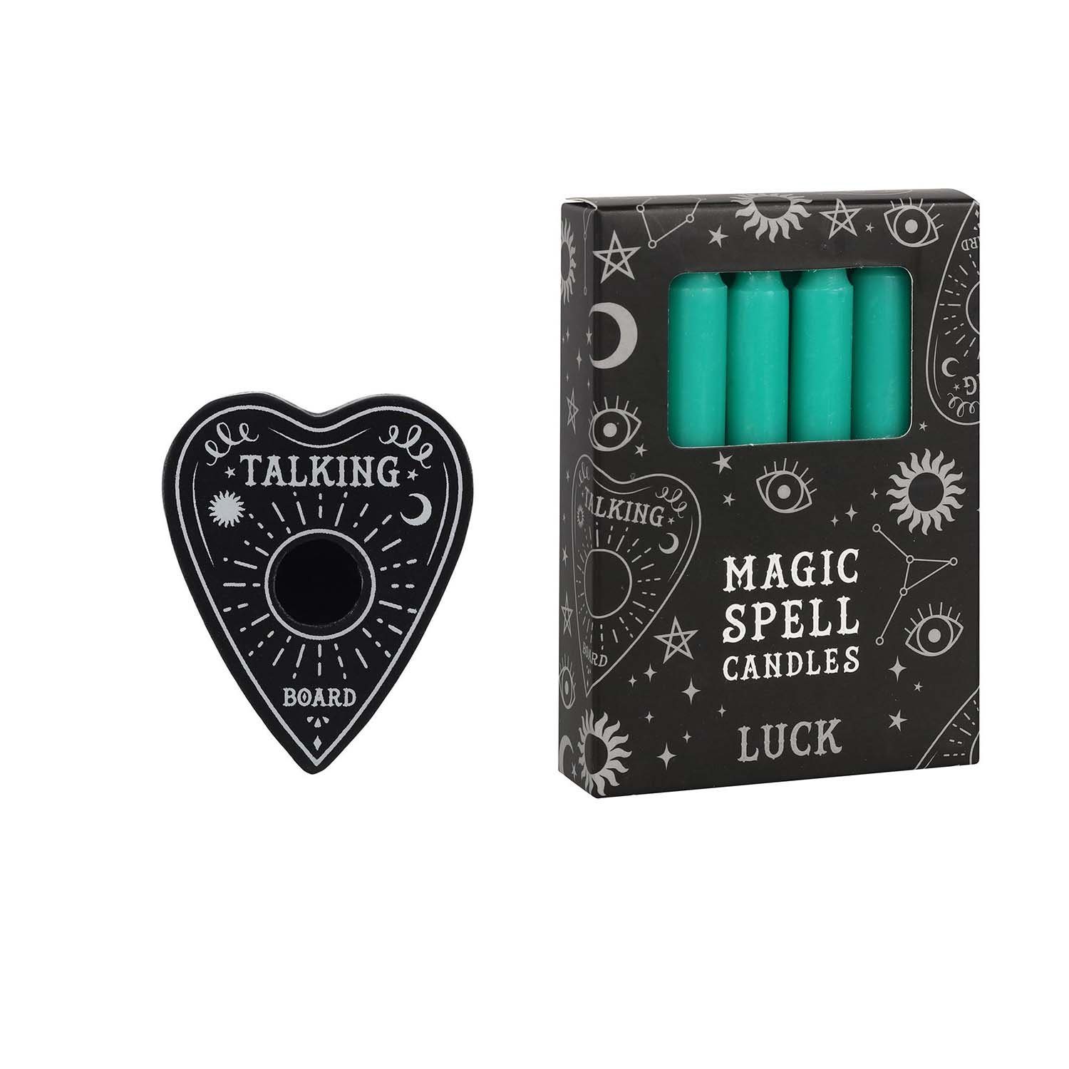 MystiCalls Kerzenhalter Spell Candle Halter "Talking Board" inkl. Spell Candle (2 St), Kerze nicht unbeaufsichtigt brennen lassen