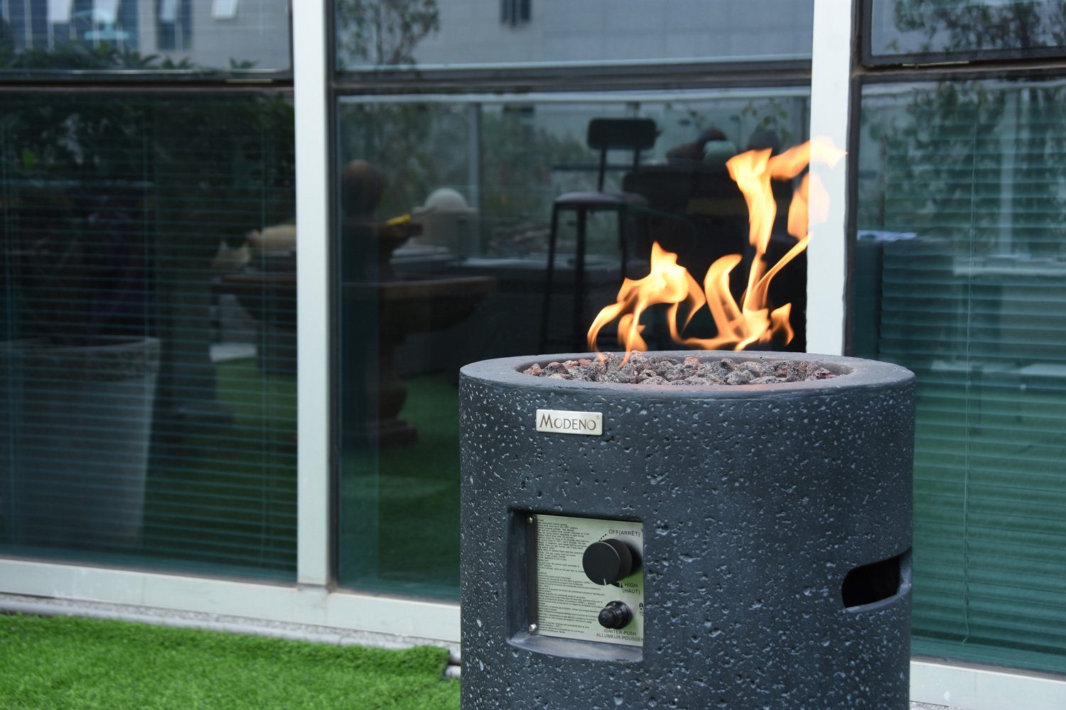 MODENO Feuertisch Gasfeuerstelle "Merapi" in Lavastein-Optik